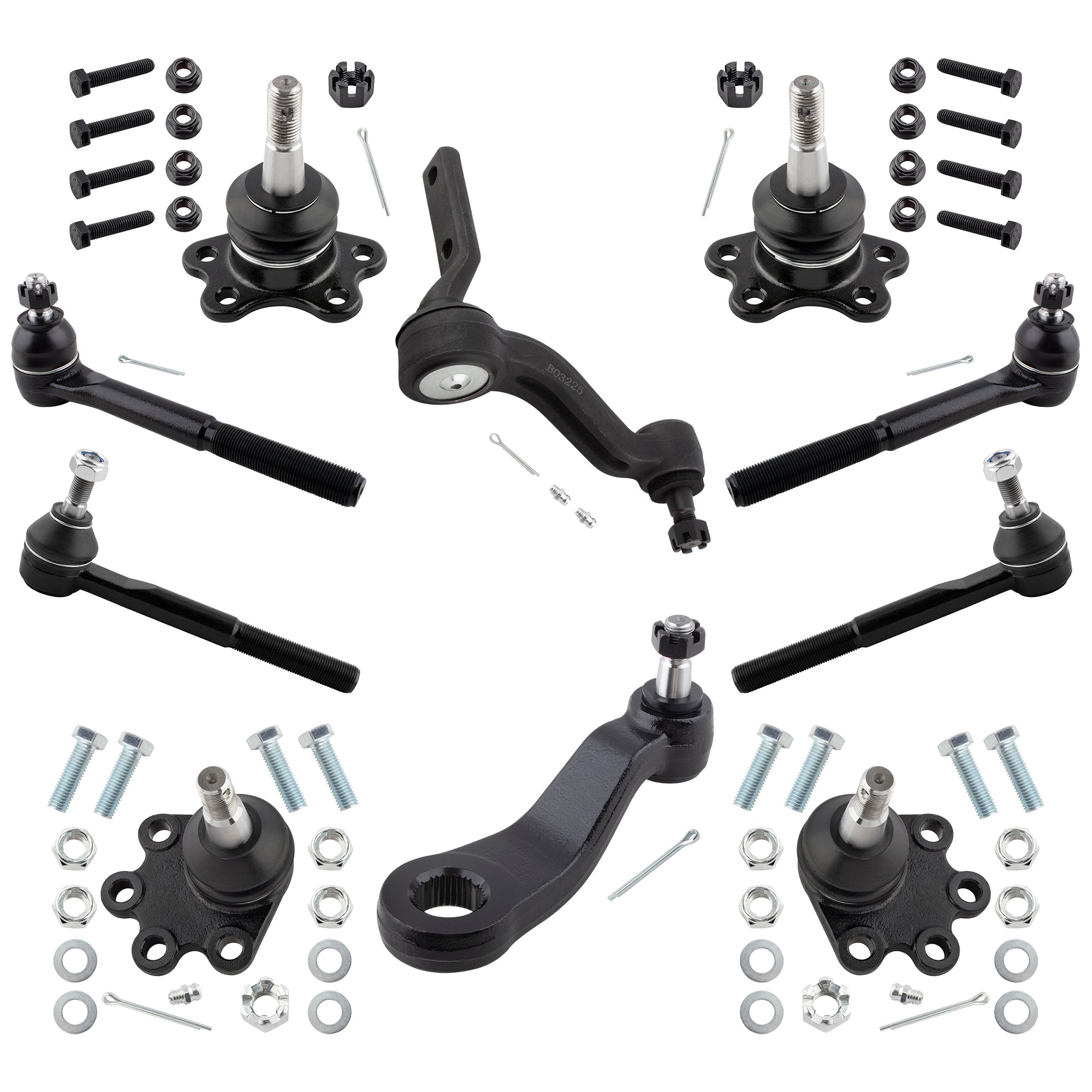 BOXI (Set of 10) Front Suspension Inner & Outer Tie Rods Upper & Lower Ball Joints Pitman Arm Idler