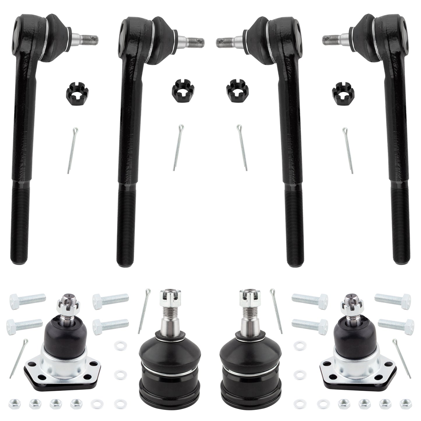 BOXI 8pcs Front Inner Outer Tie Rods Upper Lower Ball Joints Fits for Chevrolet Blazer 1996-2005