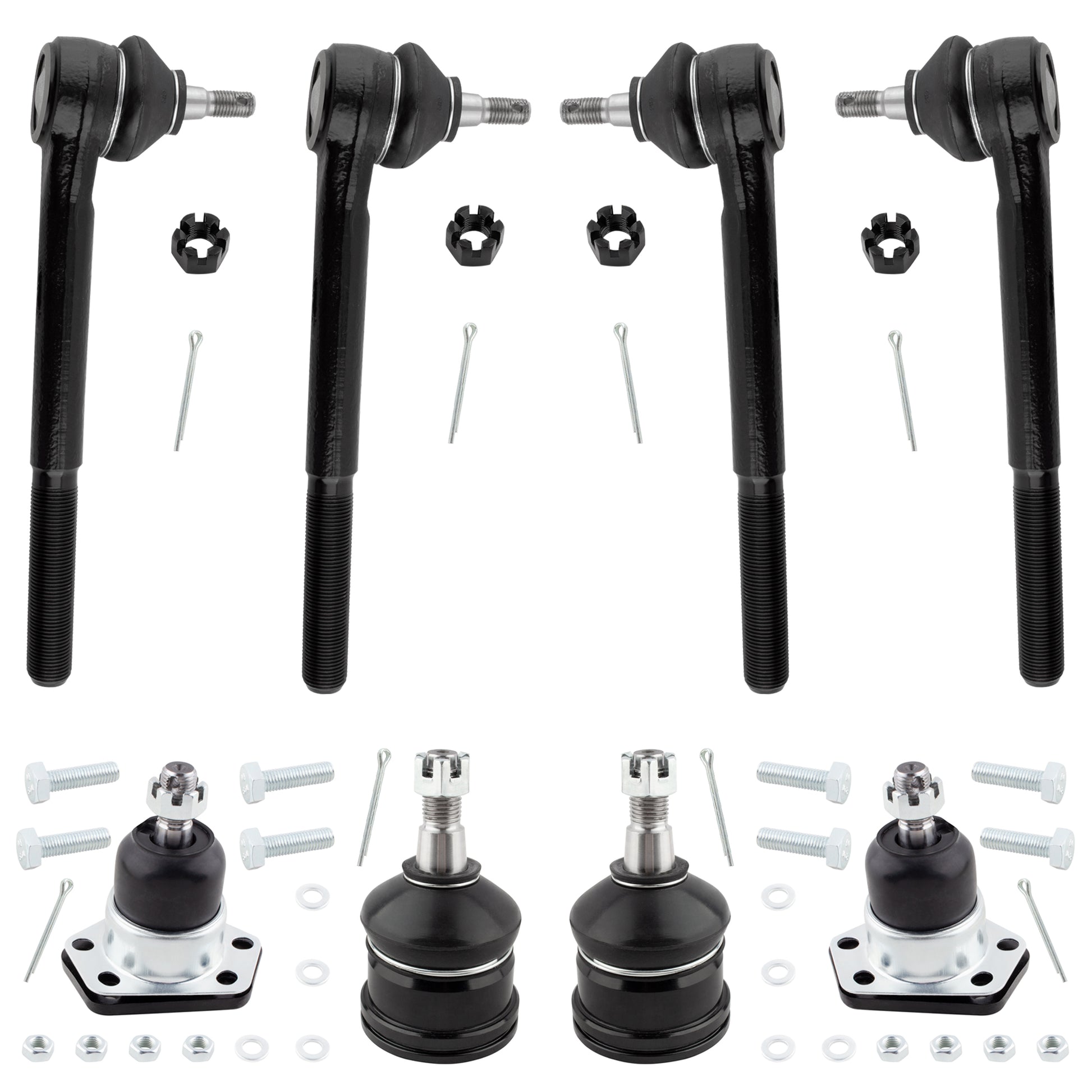 BOXI 8pcs Front Inner Outer Tie Rods Upper Lower Ball Joints Fits for Chevrolet Blazer 1996-2005