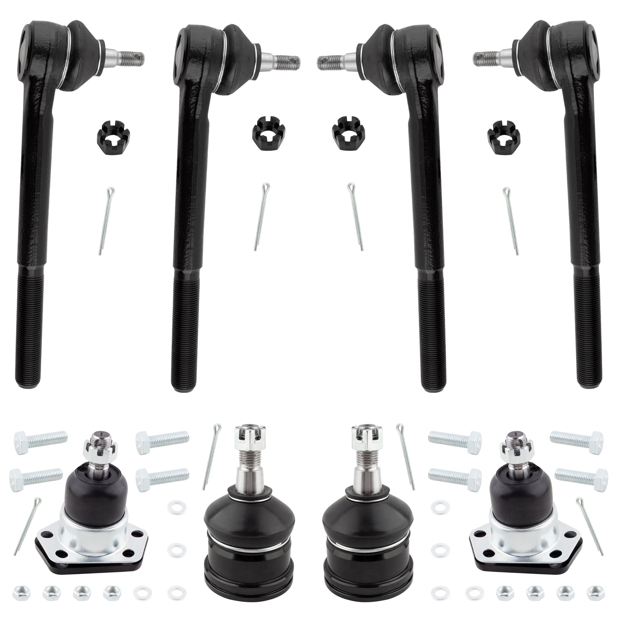 BOXI 8pcs Front Inner Outer Tie Rods Upper Lower Ball Joints Fits for Chevrolet Blazer 1996-2005