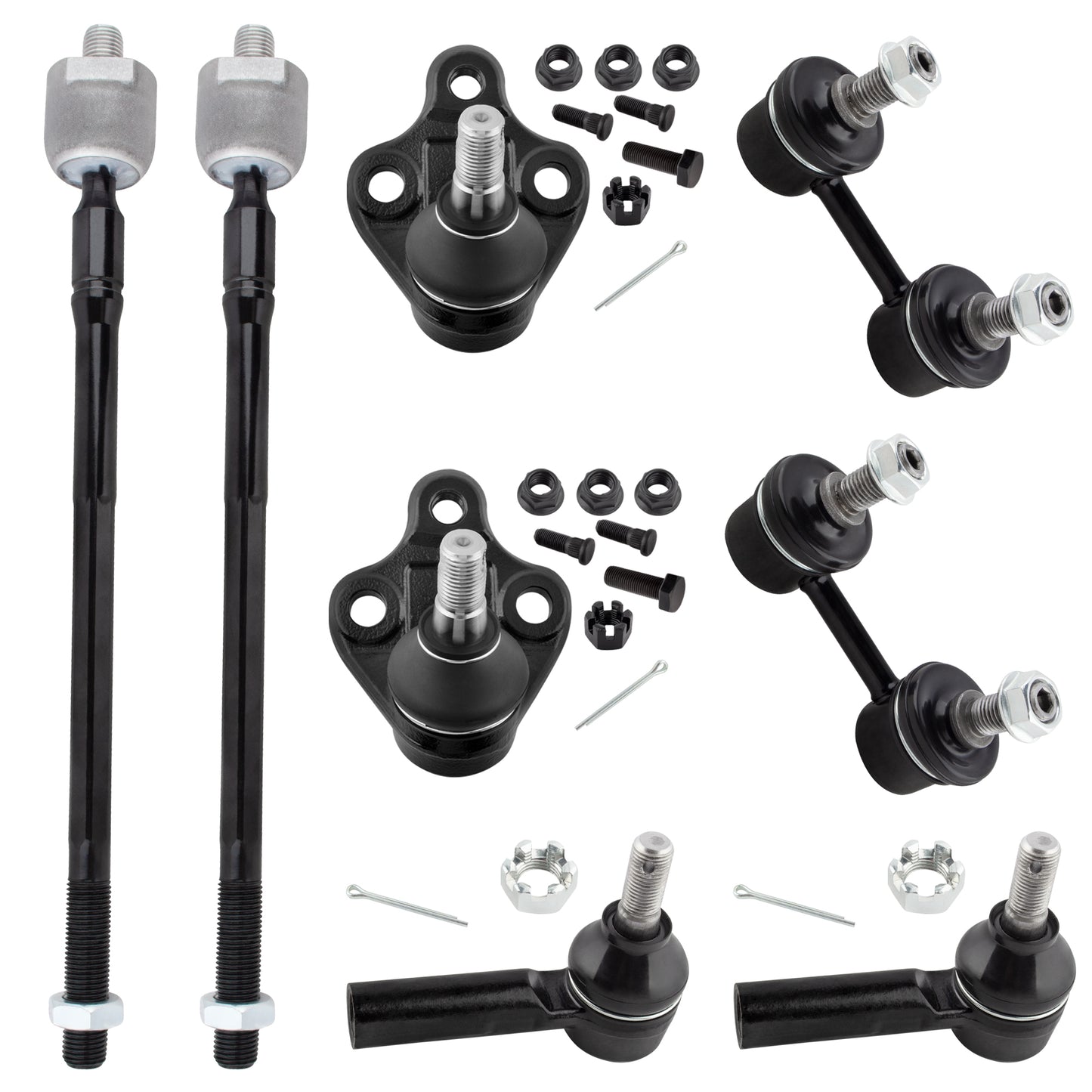 BOXI (Set of 8) Front Suspension Kit Inner Outer Tie Rods Lower Ball Joints Sway Bar Links
