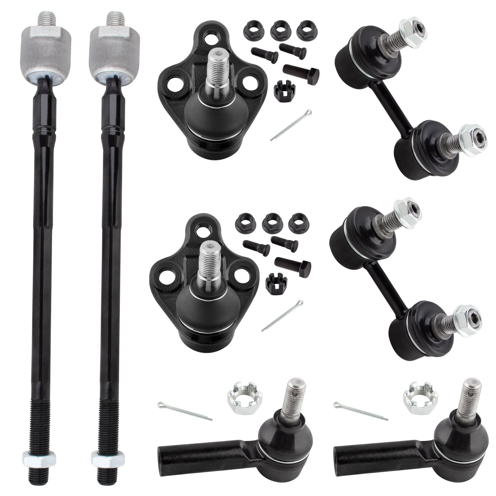 BOXI (Set of 8) Front Suspension Kit Inner Outer Tie Rods Lower Ball Joints Sway Bar Links