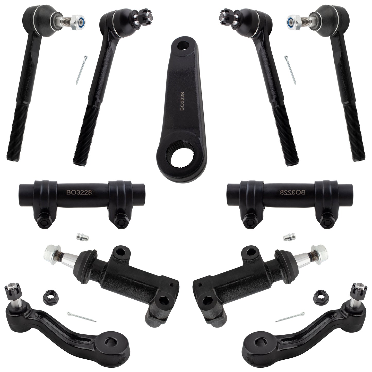 BOXI 11pcs Front Tie Rods Pitman Arm Idler Arm Kit Fits for Chevrolet Express 1500 2500 3500