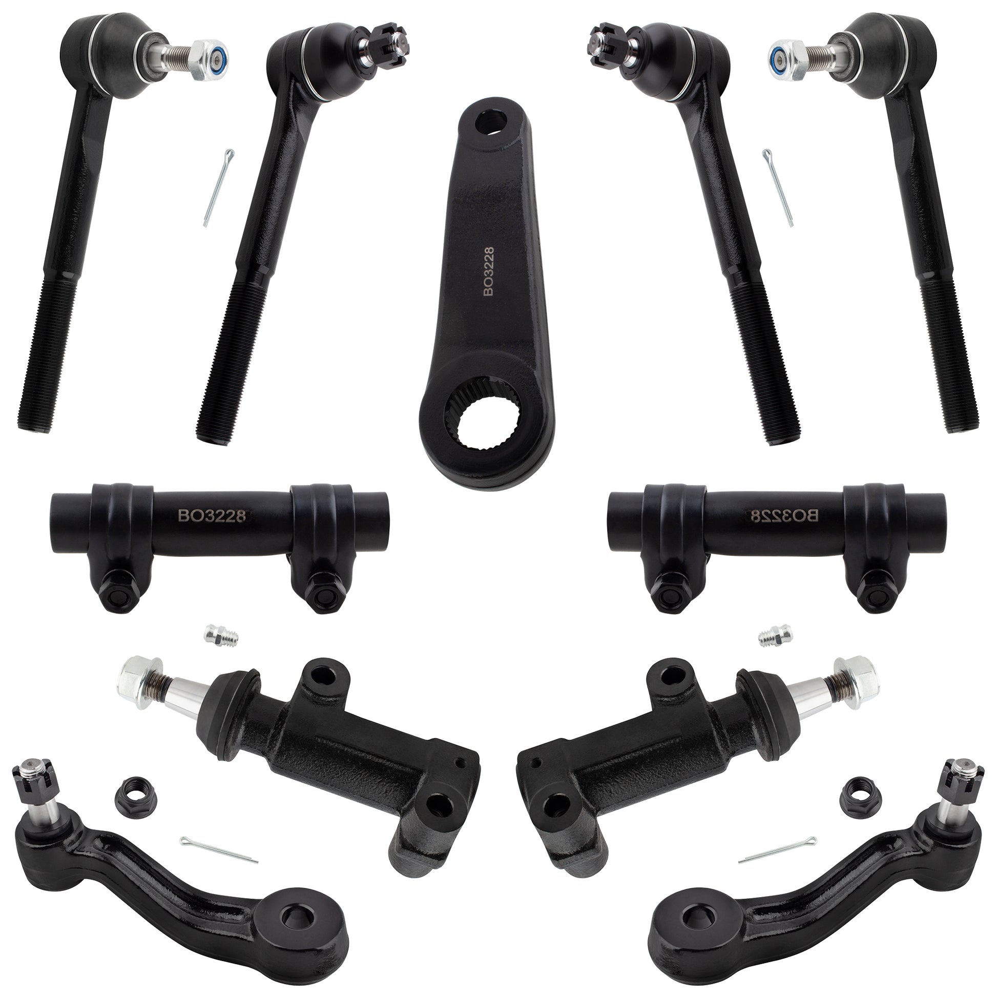 BOXI 11pcs Front Tie Rods Pitman Arm Idler Arm Kit Fits for Chevrolet Express 1500 2500 3500