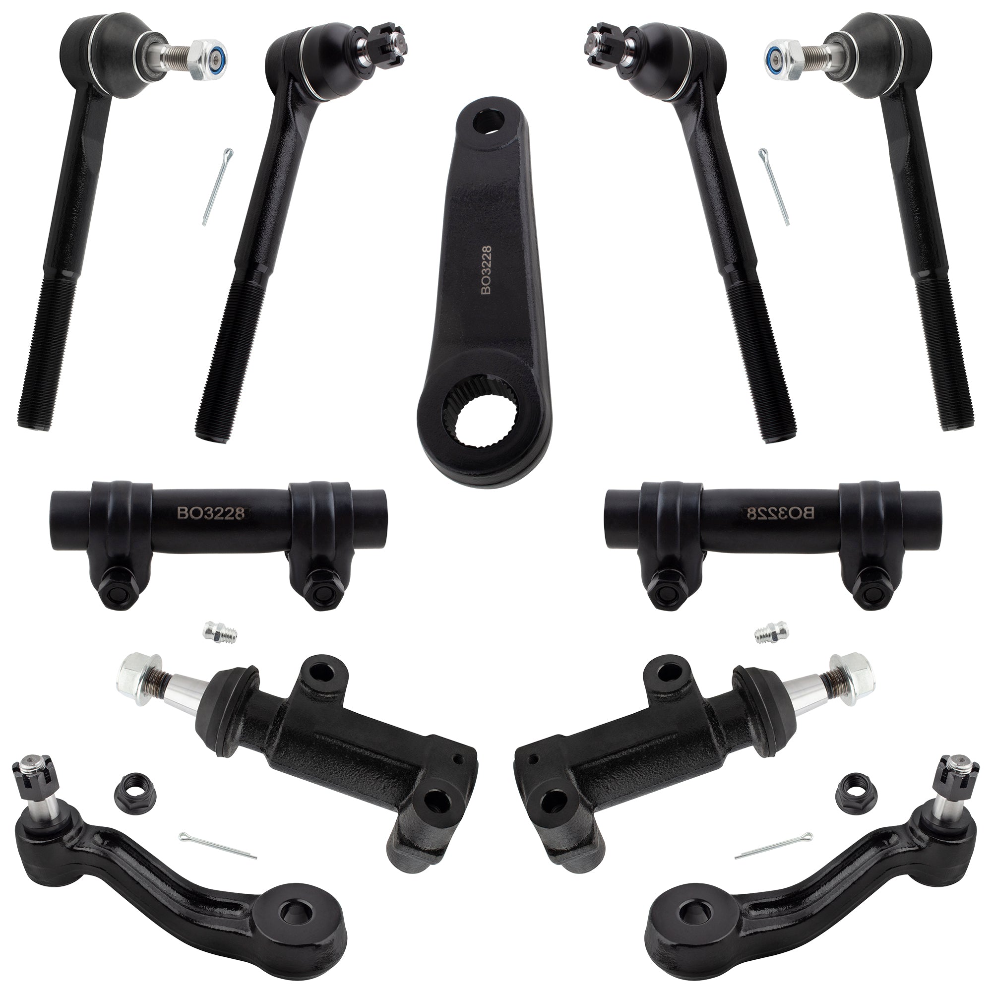 BOXI 11pcs Front Tie Rods Pitman Arm Idler Arm Kit Fits for Chevrolet Express 1500 2500 3500