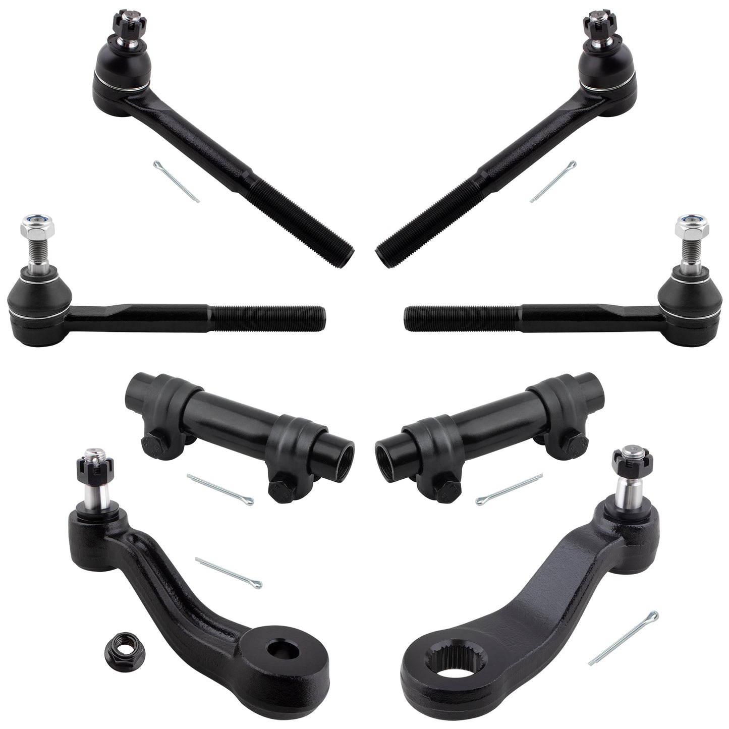 BOXI 8pc Front Inner Outer Tierods Idler Pitman Arm Kit Fit for Chevrolet for GMC C1500 C2500