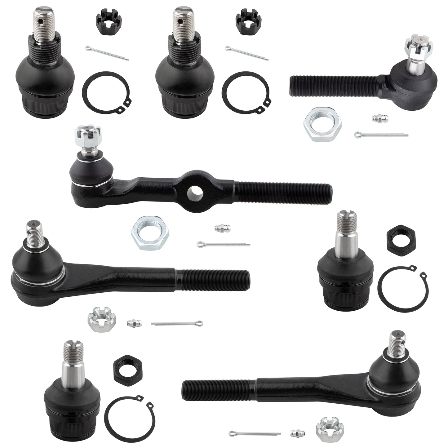 BOXI 8pcs Front Inner Outer Tie Rod Upper Lower Ball Joint Kit Fits for Chevrolet K10 K10 Suburban