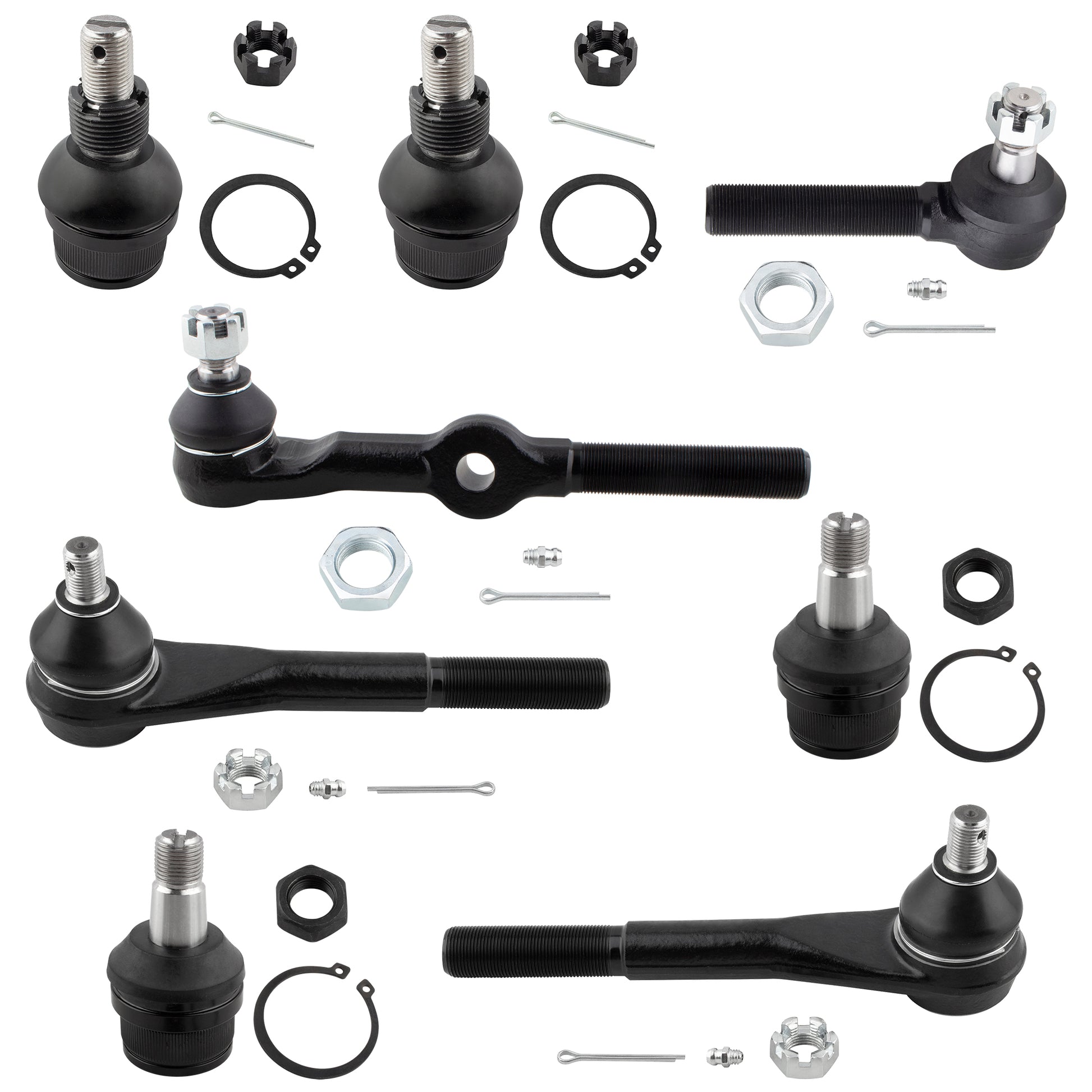BOXI 8pcs Front Inner Outer Tie Rod Upper Lower Ball Joint Kit Fits for Chevrolet K10 K10 Suburban
