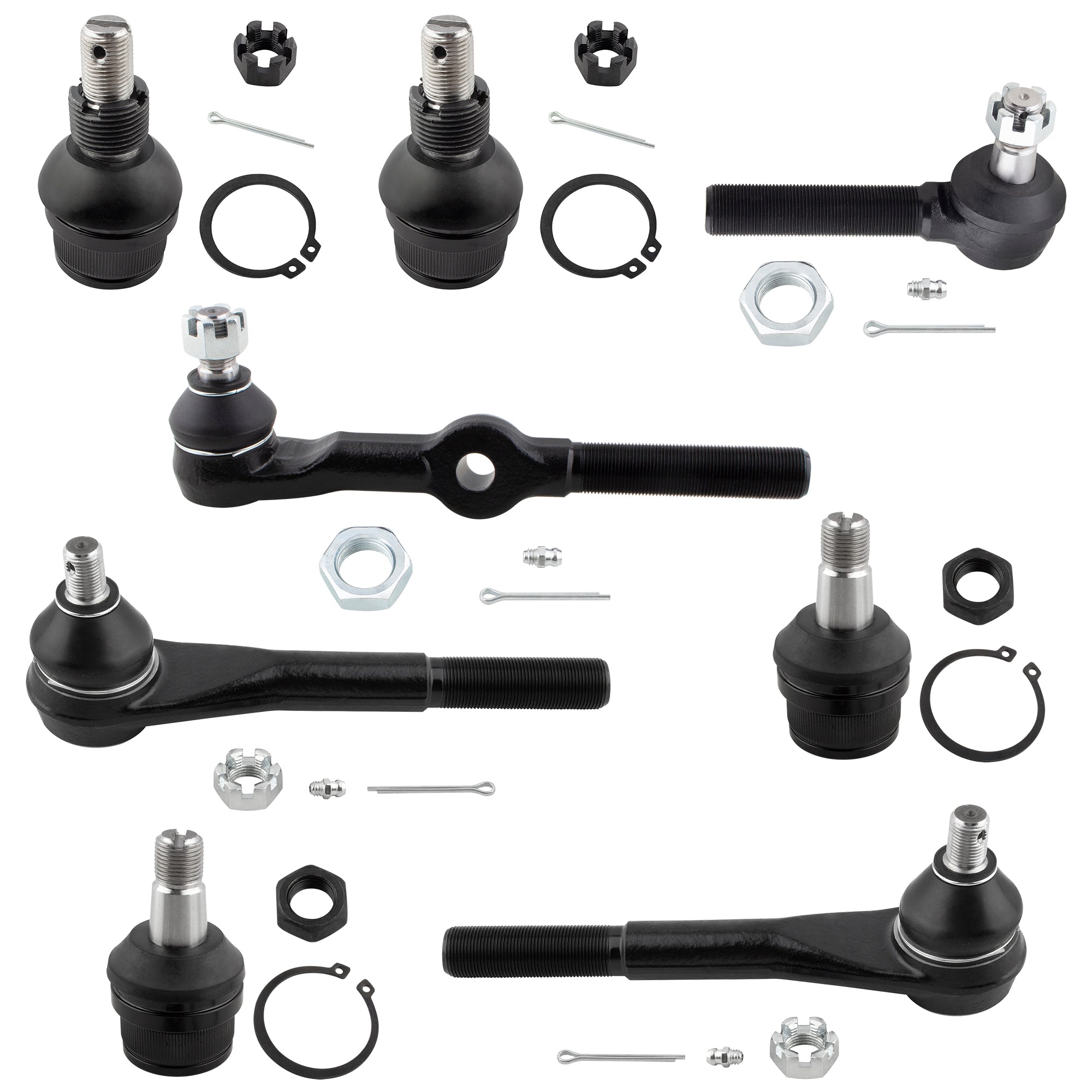 BOXI 8pcs Front Inner Outer Tie Rod Upper Lower Ball Joint Kit Fits for Chevrolet K10 K10 Suburban
