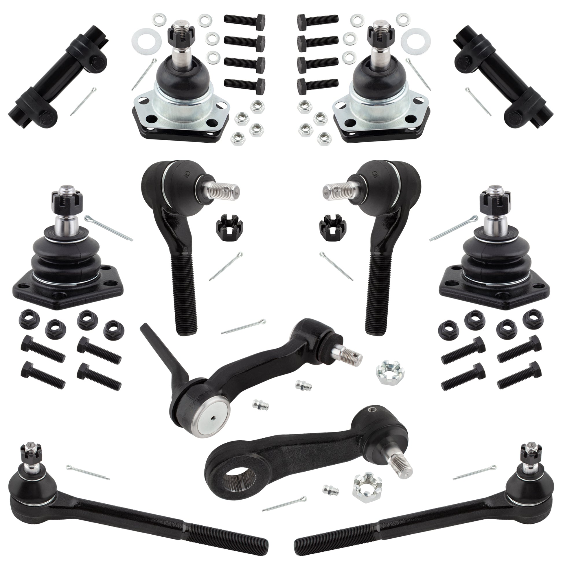 BOXI 12pcs Front Inner Outer Tie Rods Ball Joints Pitman Idler Arm Fits for Chevrolet S10 1984-1996