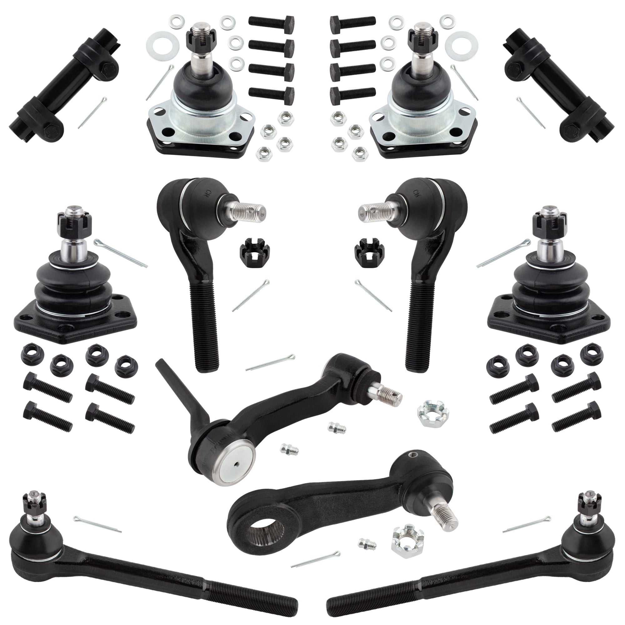 BOXI 12pcs Front Inner Outer Tie Rods Ball Joints Pitman Idler Arm Fits for Chevrolet S10 1984-1996