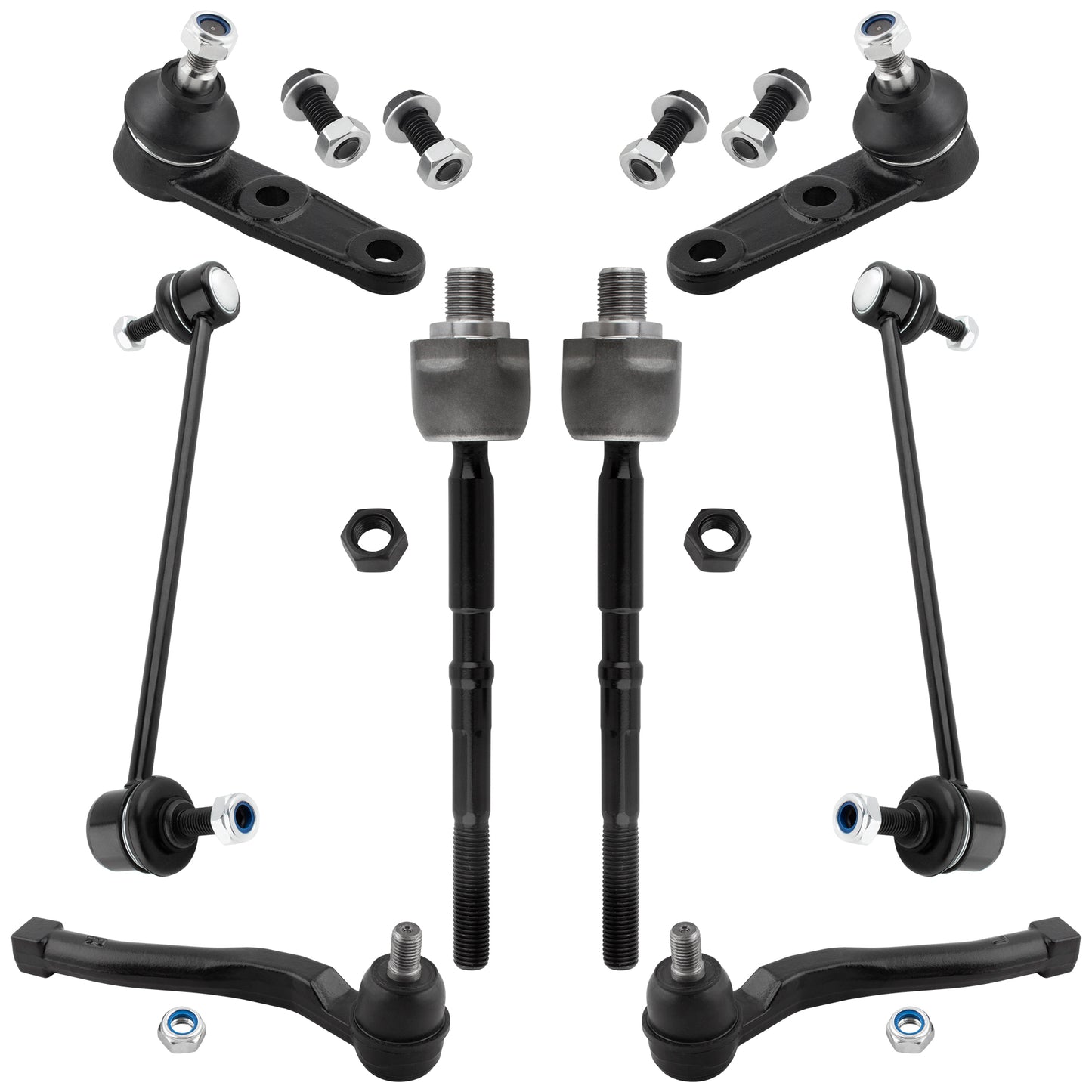 BOXI 8pcs Front Tie Rods Ball Joints Sway Bars Kit Fits for Chevrolet Aveo 2004-2011 for Pontiac G3