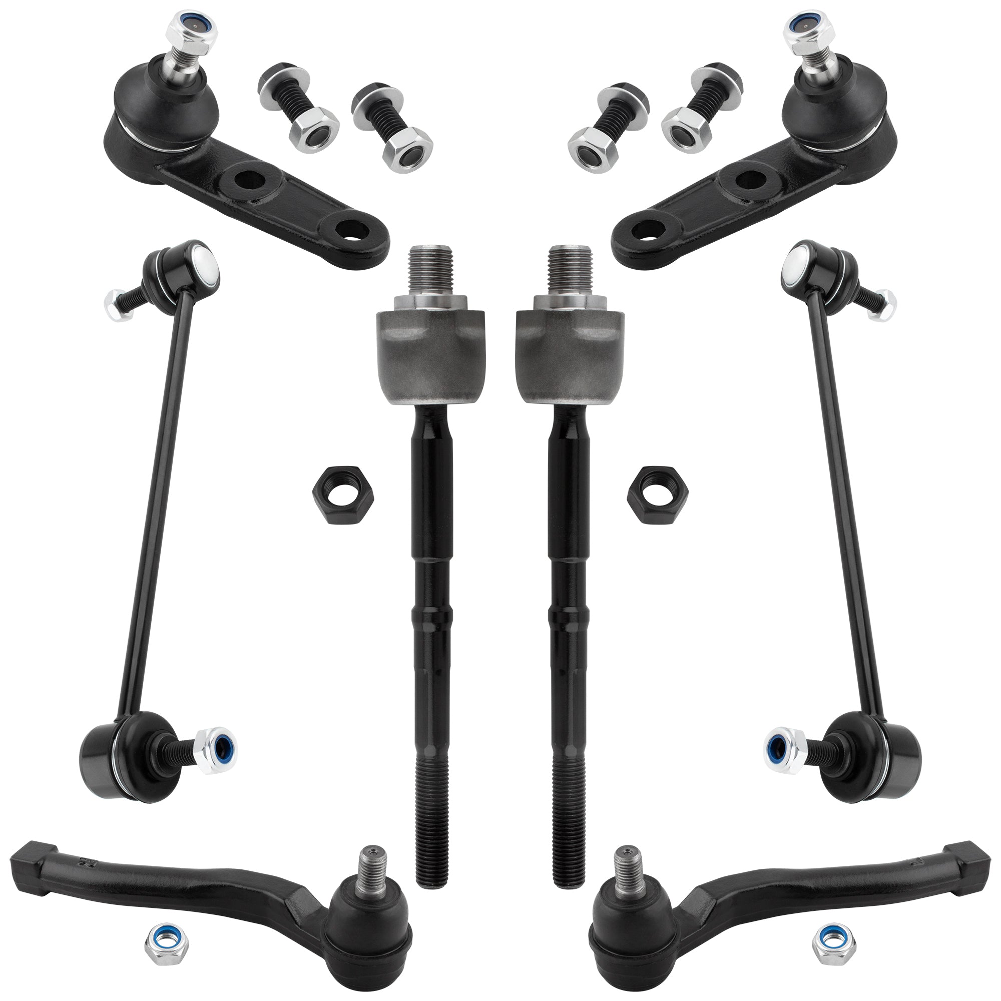 BOXI 8pcs Front Tie Rods Ball Joints Sway Bars Kit Fits for Chevrolet Aveo 2004-2011 for Pontiac G3