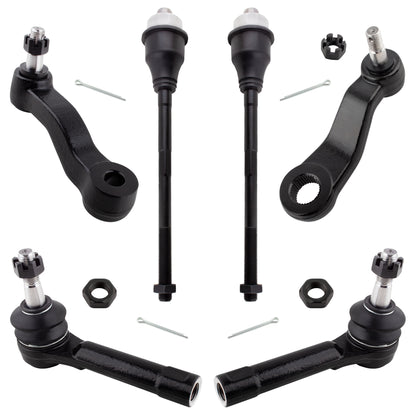 BOXI 6pcs Front Inner Outer Tie Rod Idler Arm Pitman Arm 4 Groove Fits for Cadillac Escalade