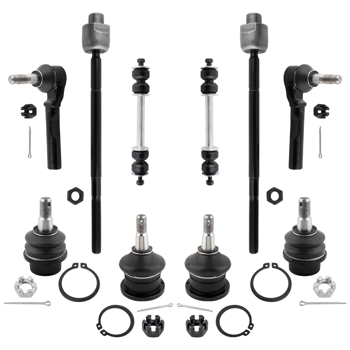 BOXI 10pc Front Ball Joints + Tie Rods + Sway Bars Kit Fits for Chevrolet Express 1500 2500