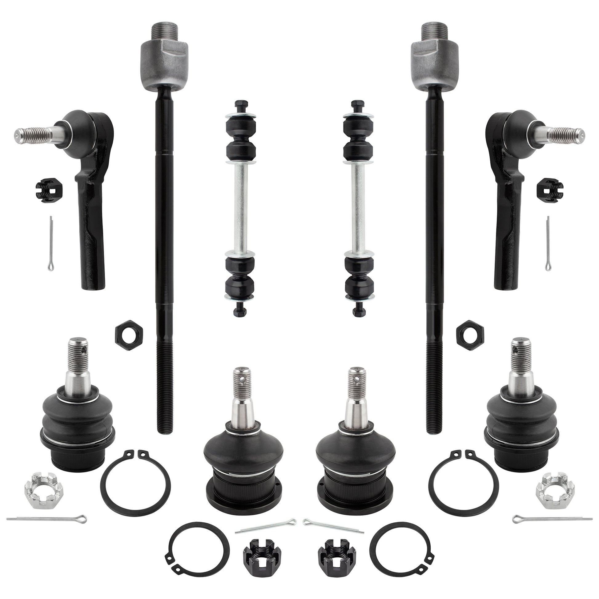 BOXI 10pc Front Ball Joints + Tie Rods + Sway Bars Kit Fits for Chevrolet Express 1500 2500