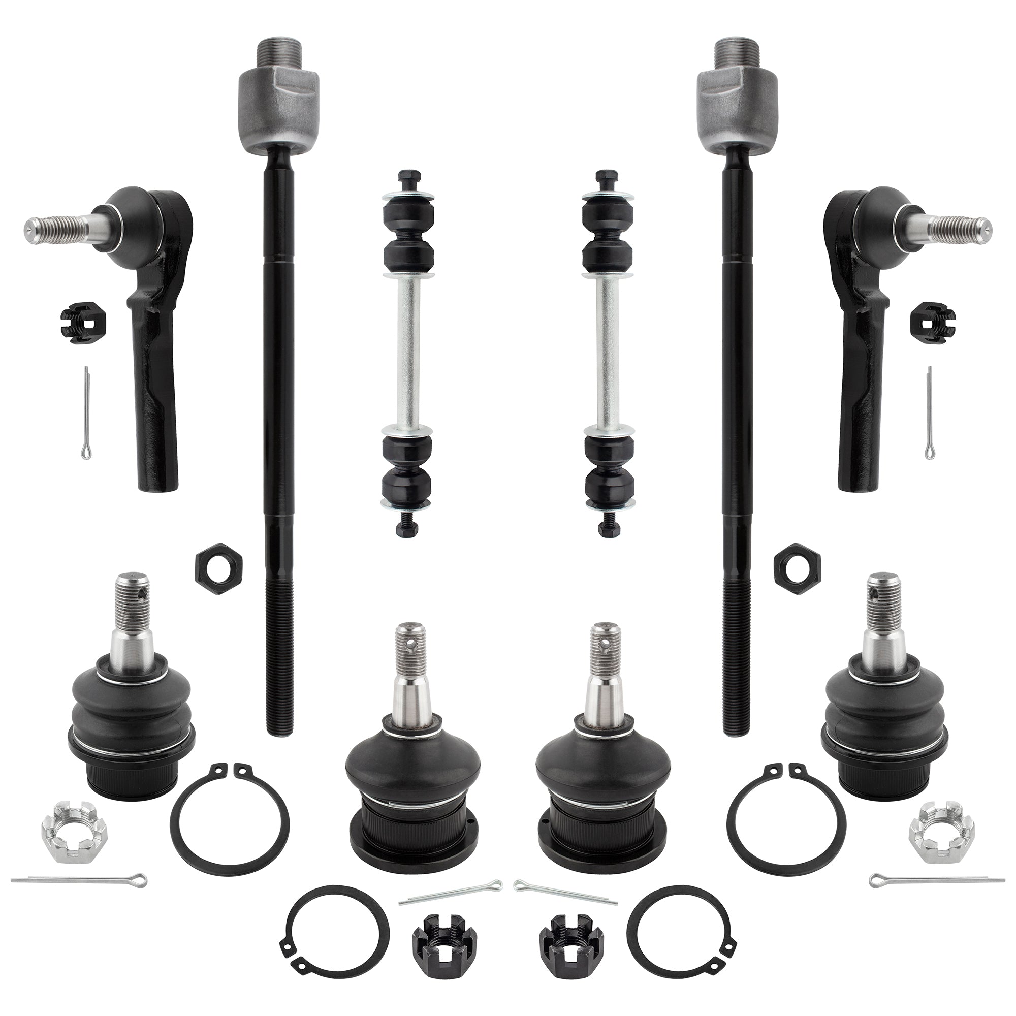 BOXI 10pc Front Ball Joints + Tie Rods + Sway Bars Kit Fits for Chevrolet Express 1500 2500