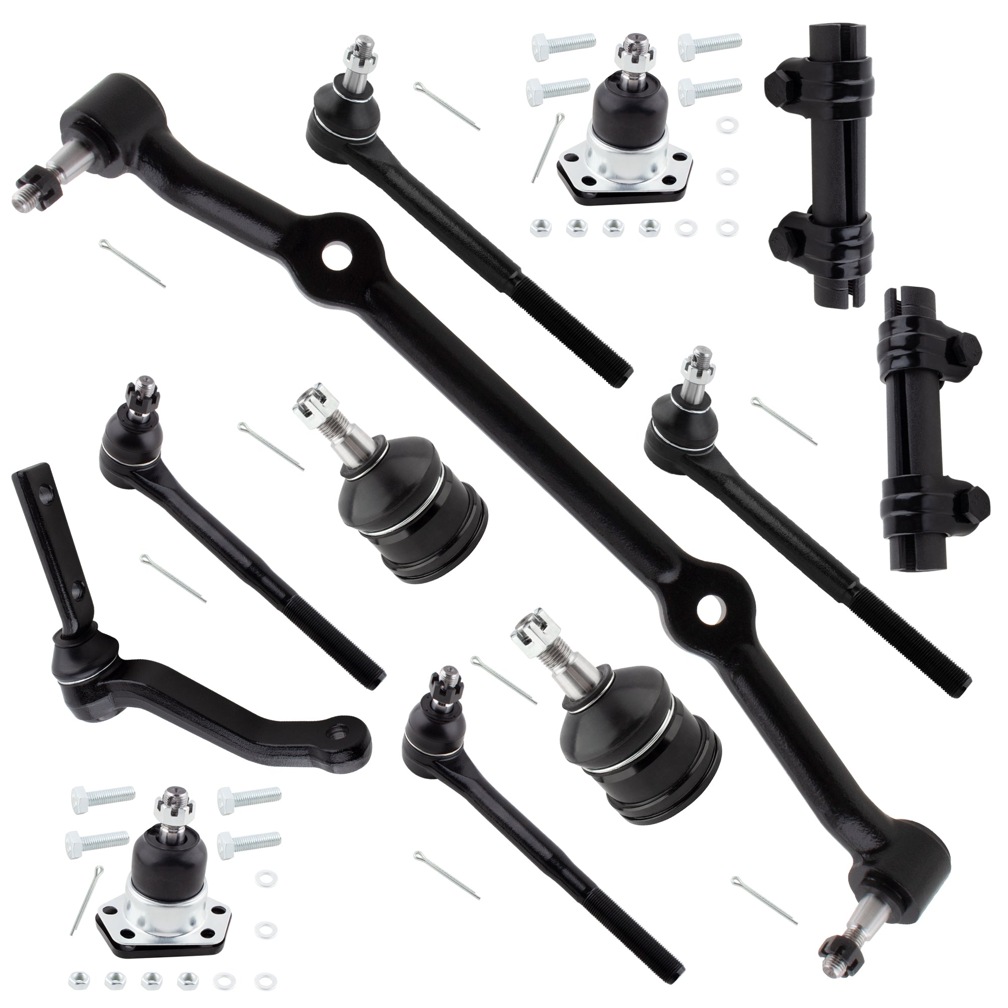 BOXI 12pcs Front Inner Outer Tie Rods Ball Joints Idler Arm Fits for Chevrolet S10 1982-1995