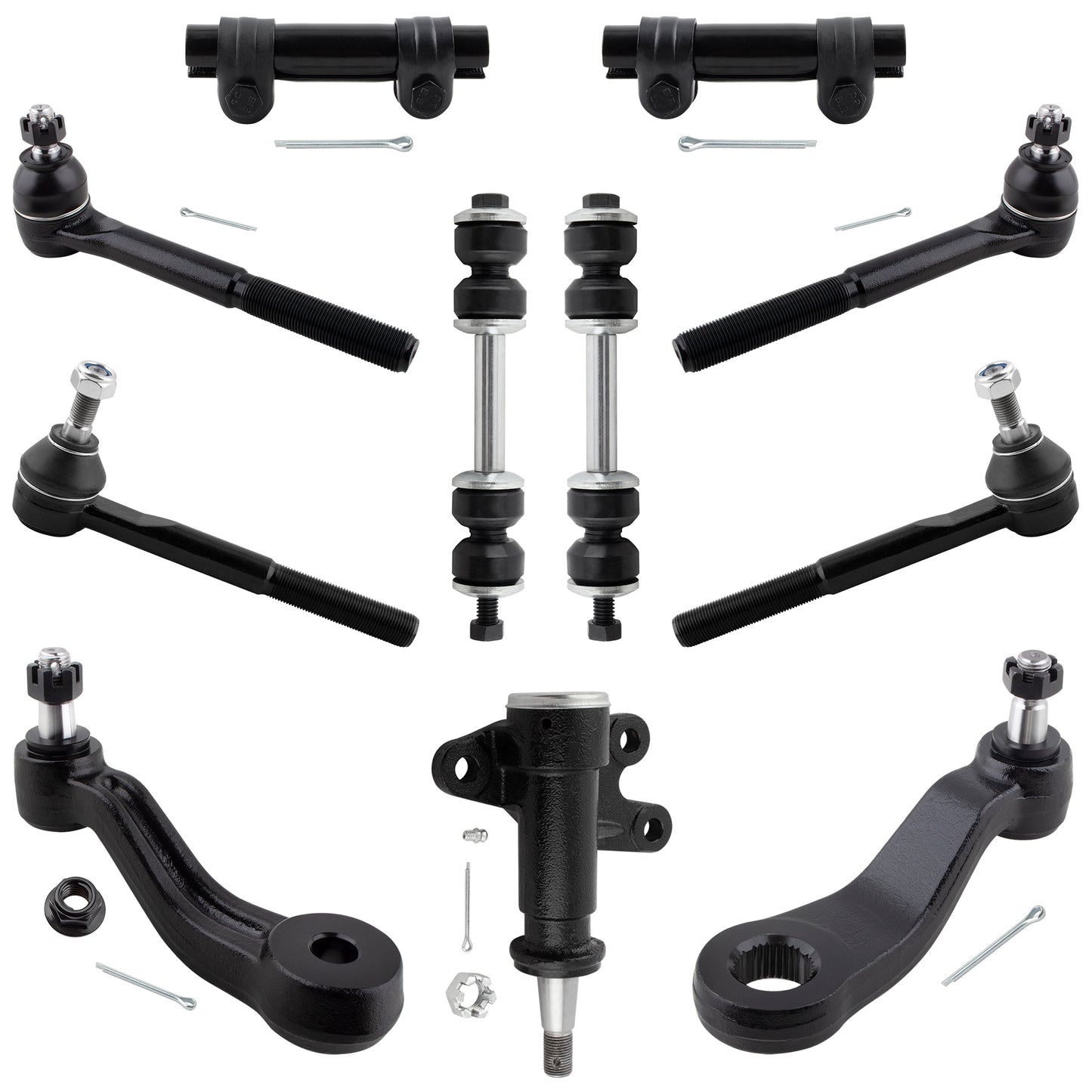 BOXI 11pcs Front Tie Rods Pitman Idler Arm Sway Bar Kit Fits for Chevrolet C1500 C1500