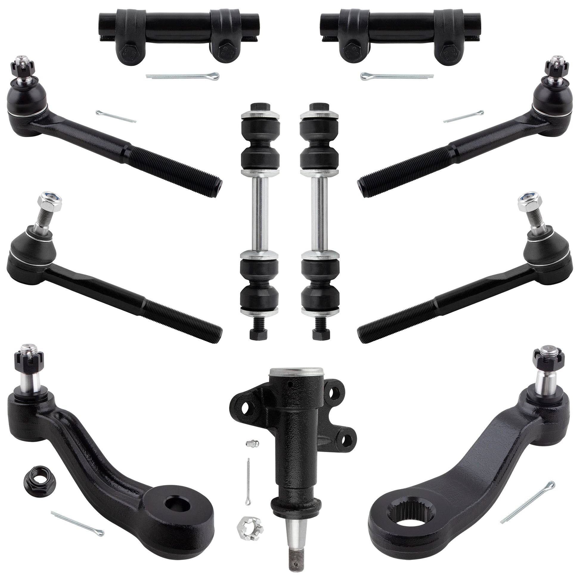 BOXI 11pcs Front Tie Rods Pitman Idler Arm Sway Bar Kit Fits for Chevrolet C1500 C1500