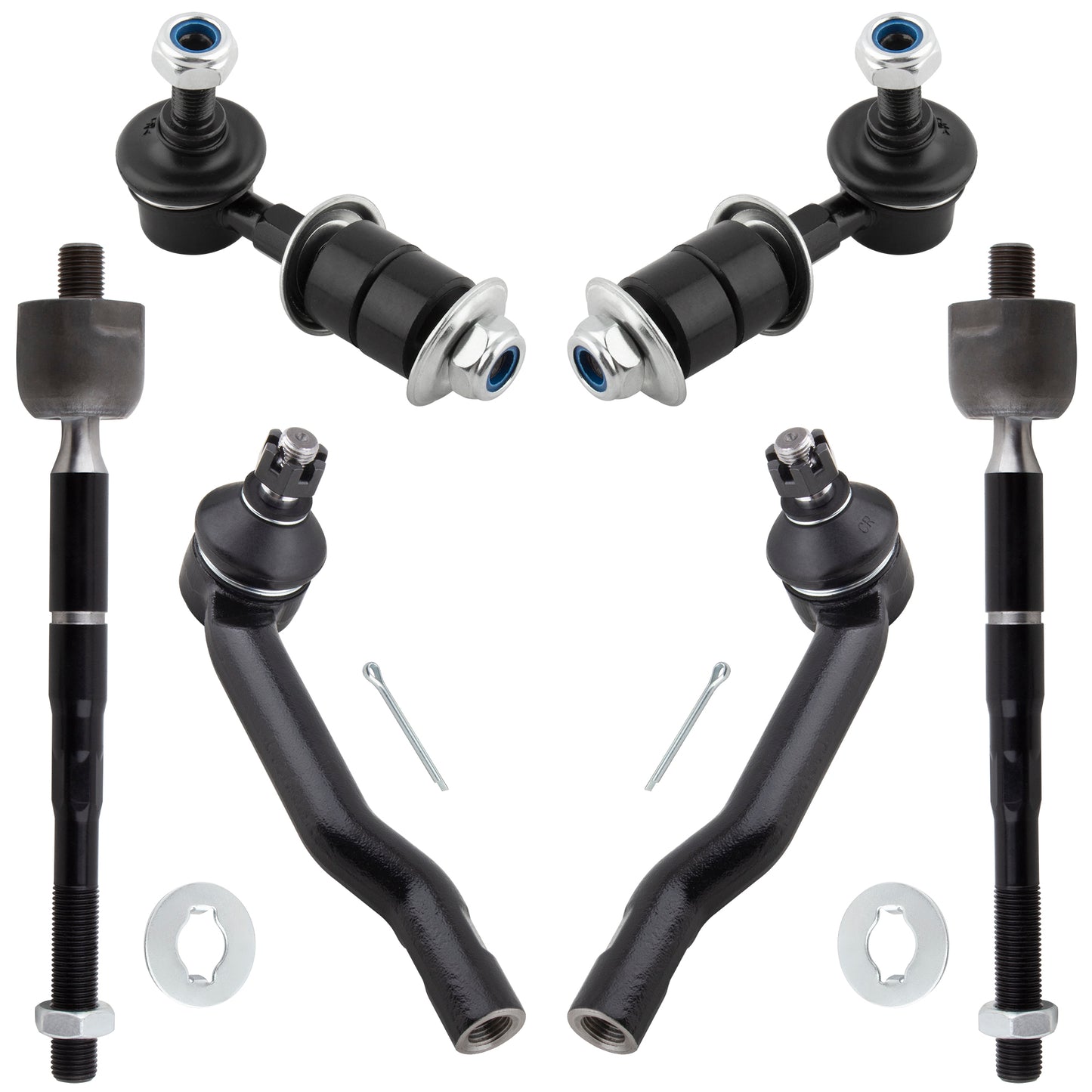 BOXI 6pcs Front Inner Outer Tie Rods Sway Bar End Links Fits for Chevrolet Tracker 1999 2000 2001