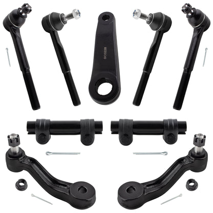 BOXI 9pcs Front Inner Outer Tie Rod Ends Steering Pitman Arm Idler Arm Kit Fits for Chevrolet
