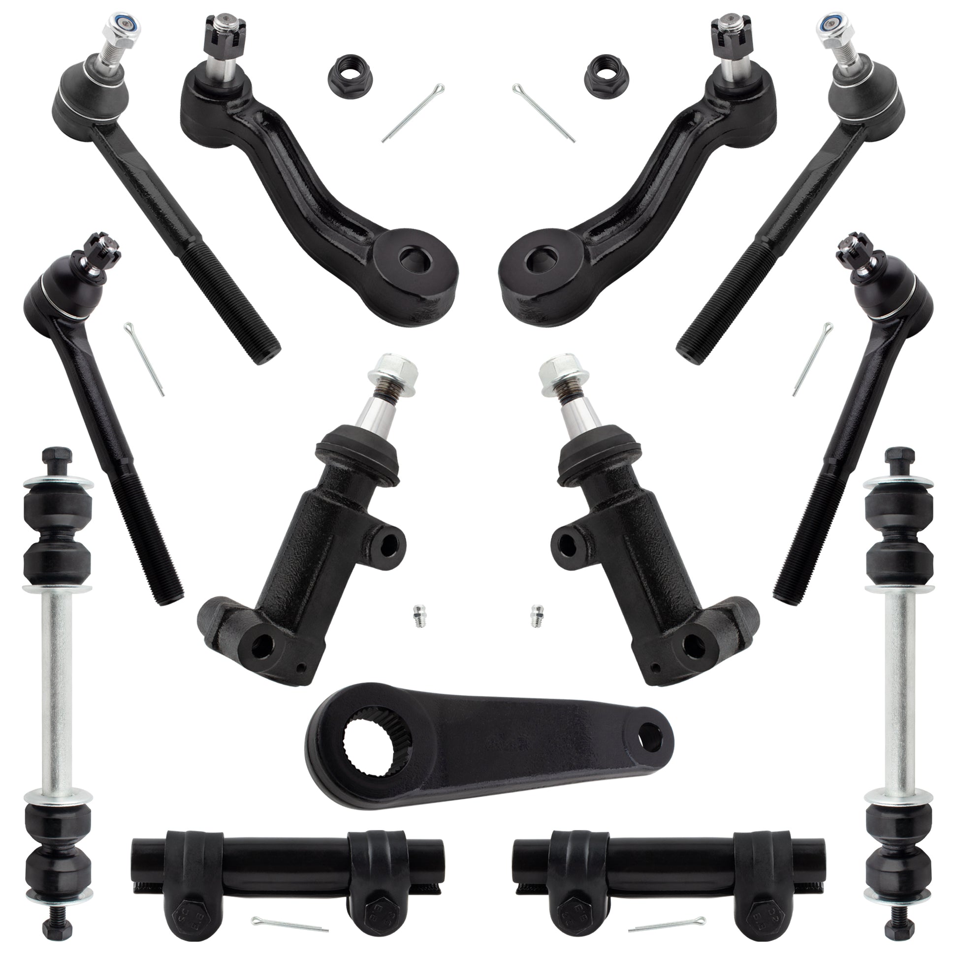 BOXI (Set of 13) Front Inner Outer Tie Rod Ends Sway Bars Pitman Idler Arm Kit Fits for Chevrolet
