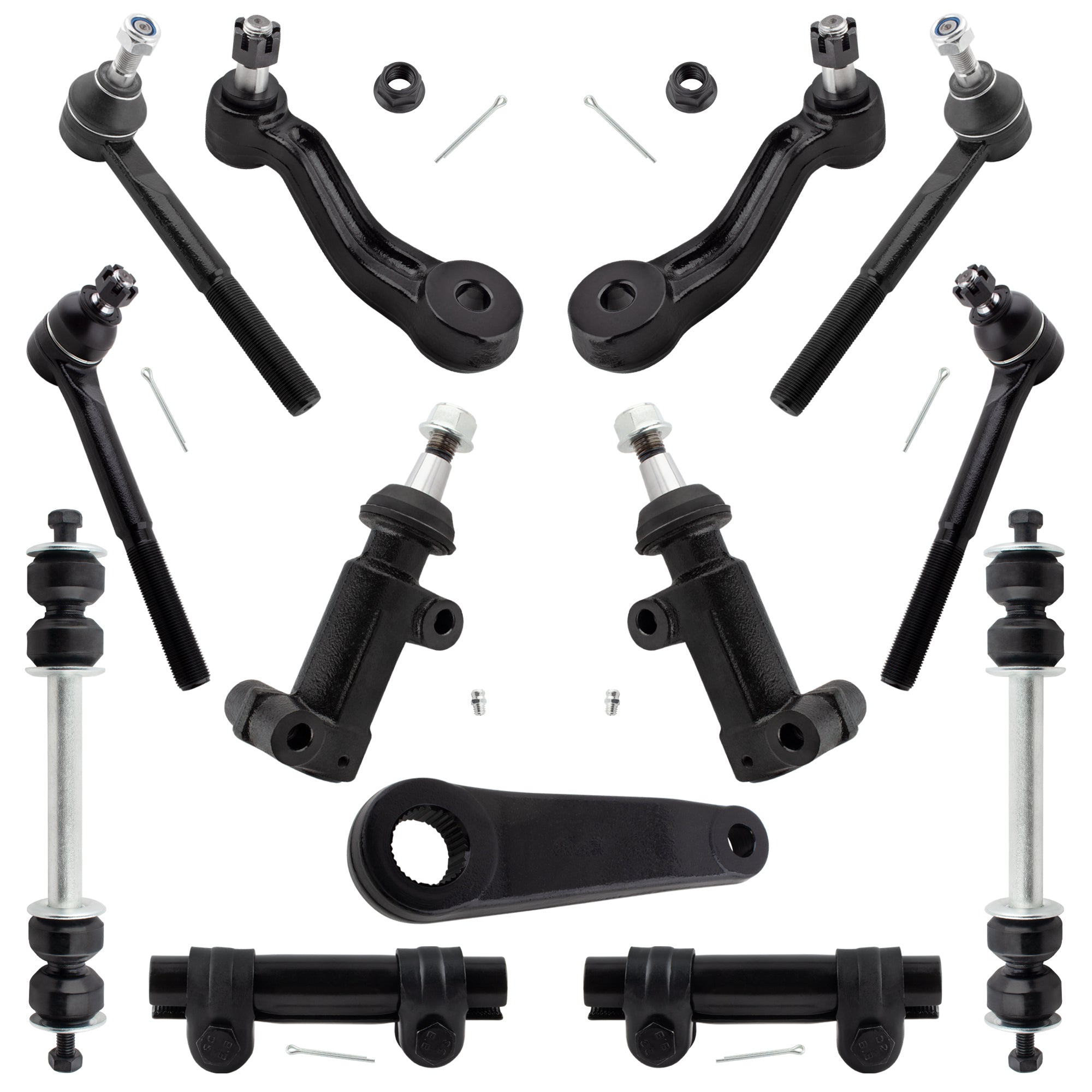 BOXI (Set of 13) Front Inner Outer Tie Rod Ends Sway Bars Pitman Idler Arm Kit Fits for Chevrolet