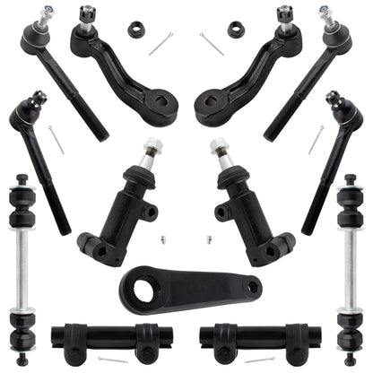 BOXI (Set of 13) Front Inner Outer Tie Rod Ends Sway Bars Pitman Idler Arm Kit Fits for Chevrolet