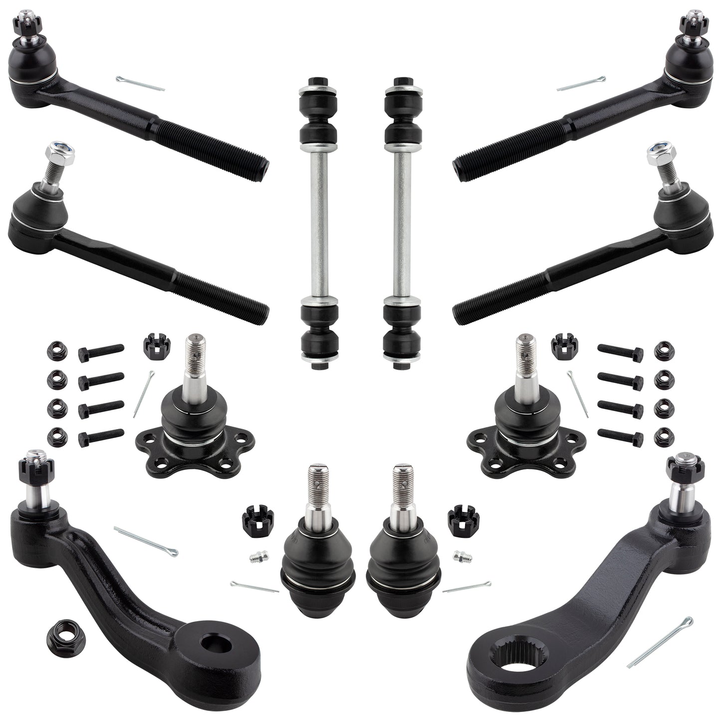 BOXI 12pc Front Upper Lower Ball Joints + Tie Rod + Sway Bar Kit Fits for Chevrolet for GMC K1500