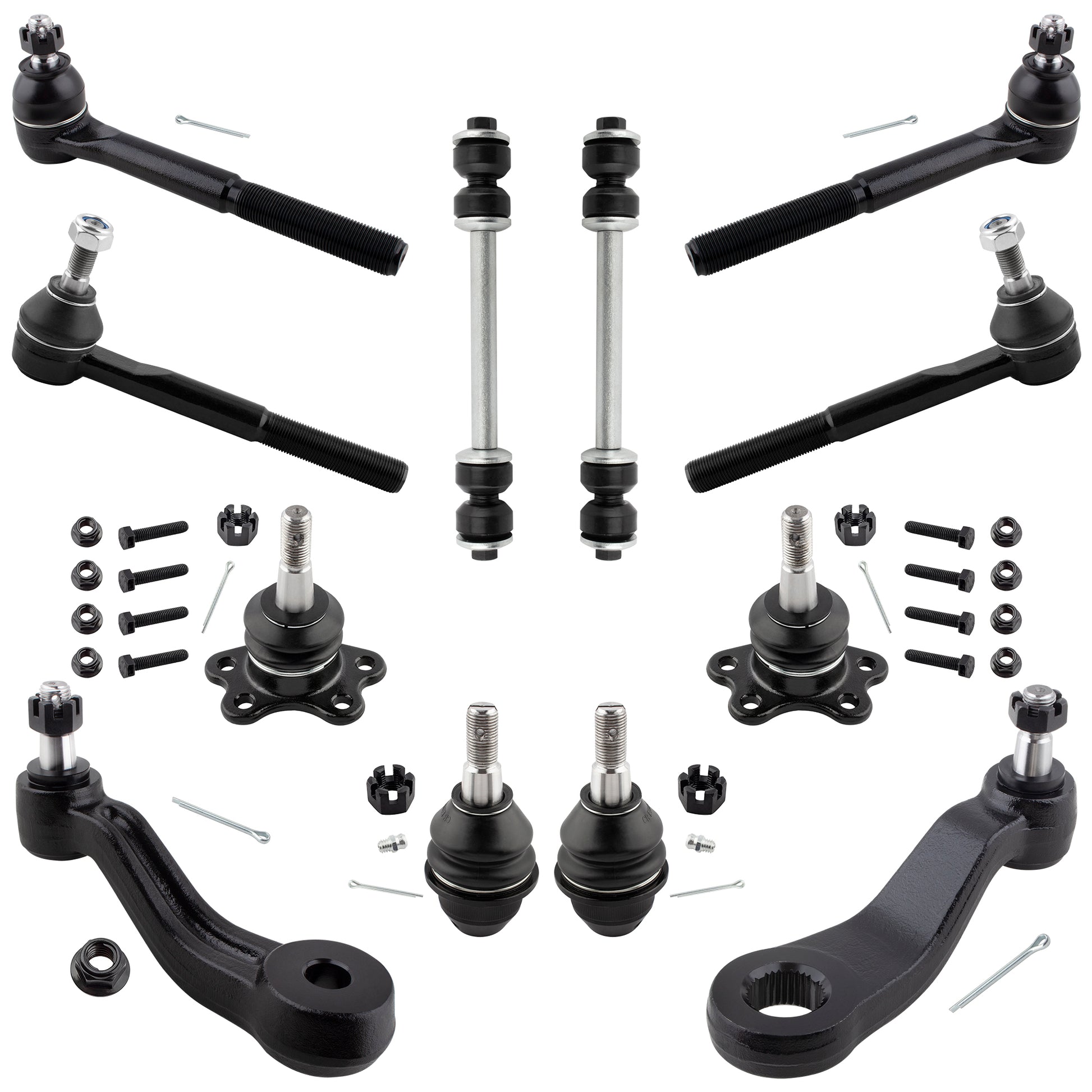 BOXI 12pc Front Upper Lower Ball Joints + Tie Rod + Sway Bar Kit Fits for Chevrolet for GMC K1500