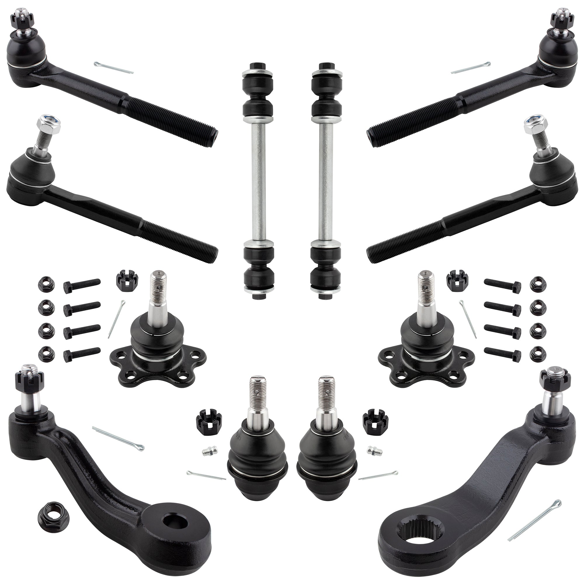 BOXI 12pc Front Upper Lower Ball Joints + Tie Rod + Sway Bar Kit Fits for Chevrolet for GMC K1500