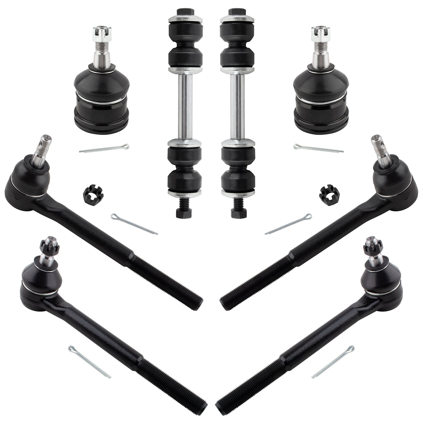 BOXI (Set of 8) Front Inner Outer Tie Rod Ends Lower Ball Joints Sway Bar Links Front Suspension