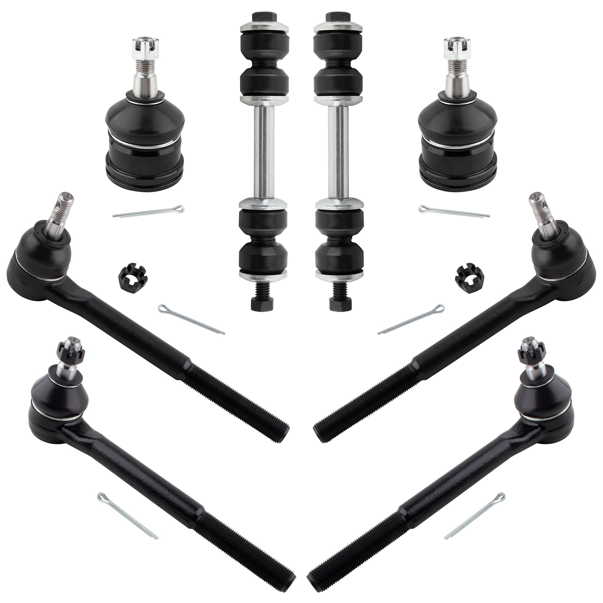 BOXI (Set of 8) Front Inner Outer Tie Rod Ends Lower Ball Joints Sway Bar Links Front Suspension