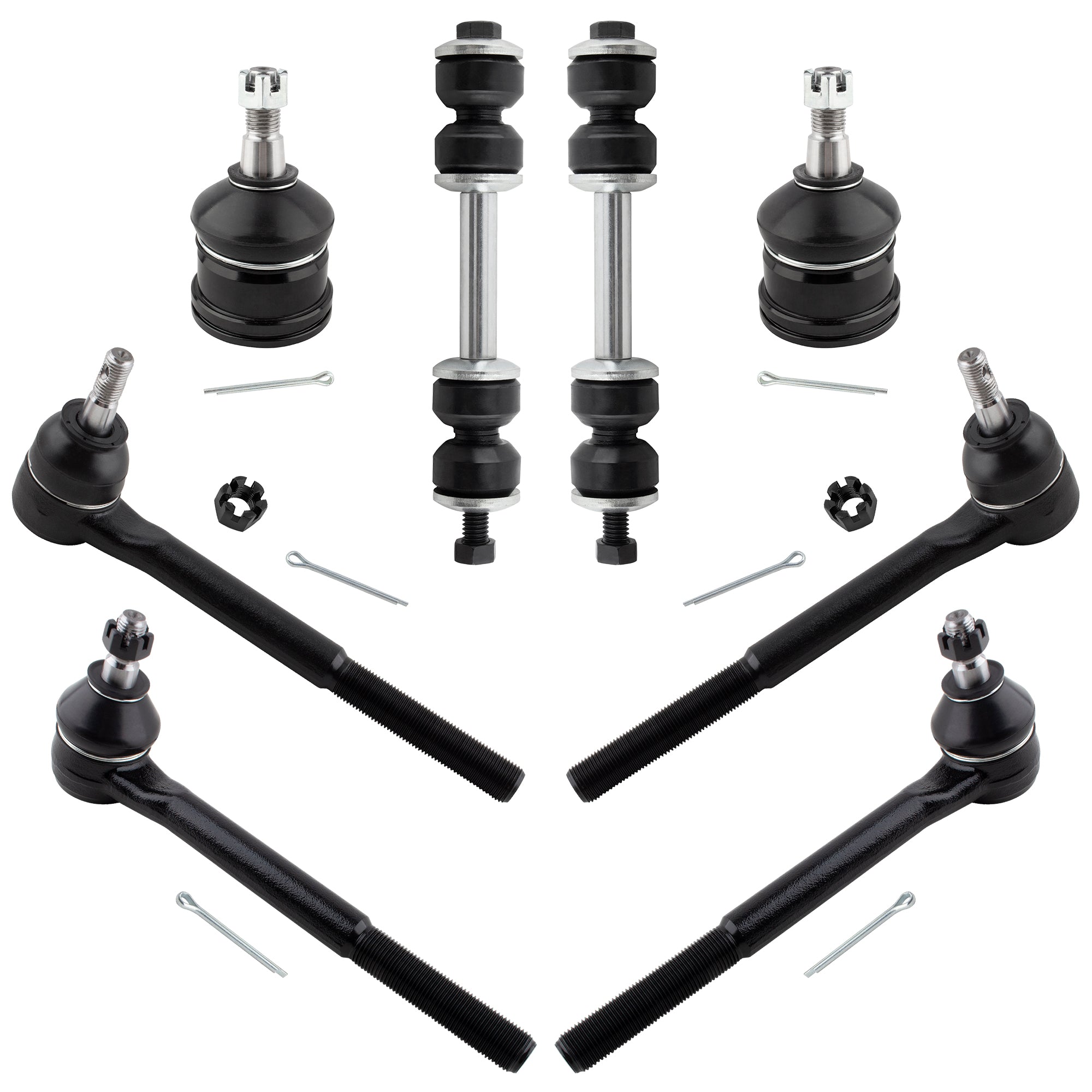 BOXI (Set of 8) Front Inner Outer Tie Rod Ends Lower Ball Joints Sway Bar Links Front Suspension
