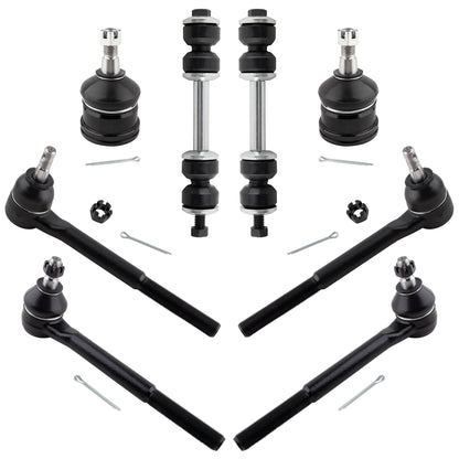 BOXI (Set of 8) Front Inner Outer Tie Rod Ends Lower Ball Joints Sway Bar Links Front Suspension