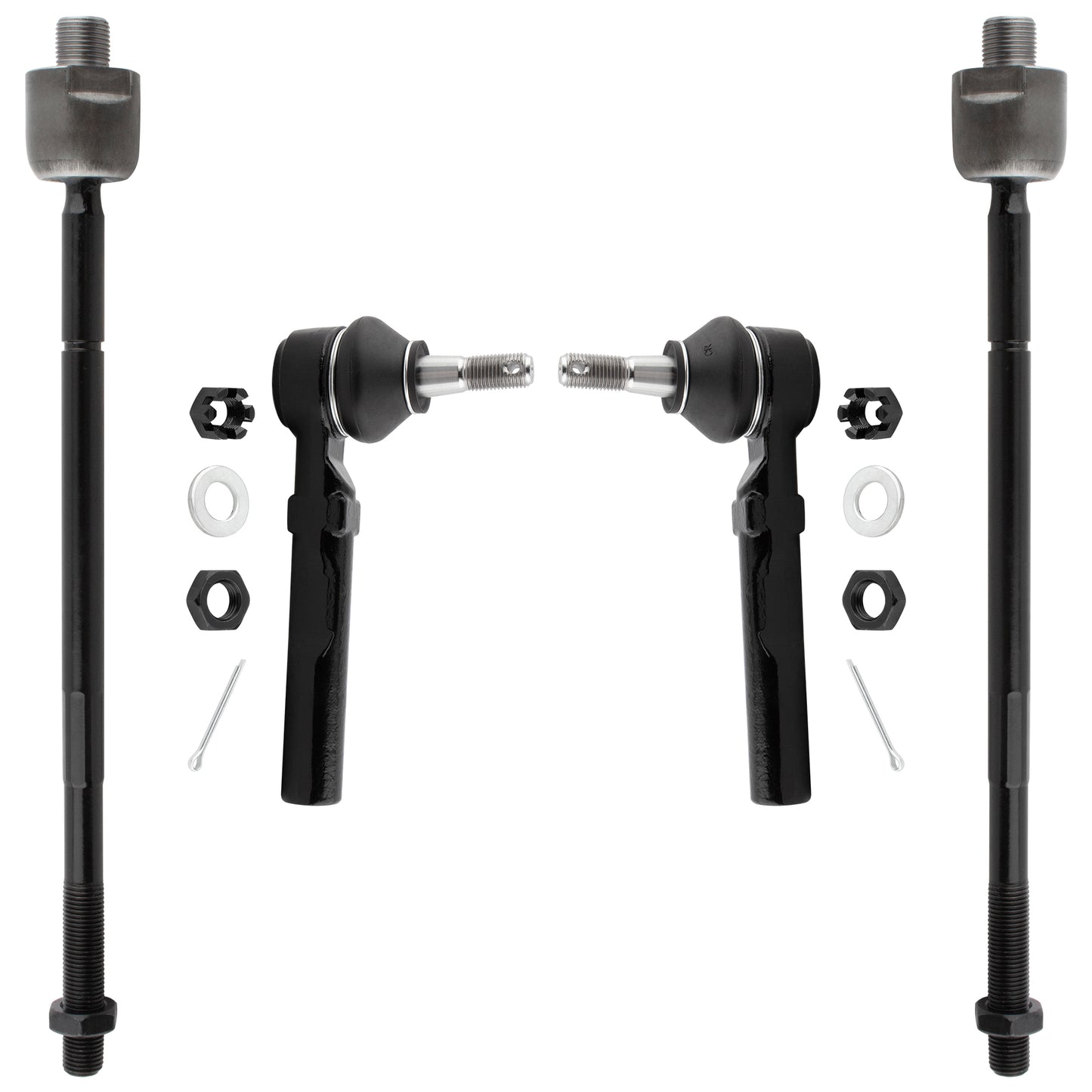 BOXI (Set of 4) Front Inner & Outer Tie Rod Ends Kit Fits for Buick Rendezvous 2002-2007 Terraza