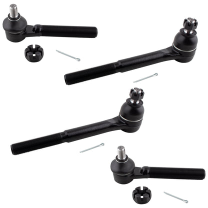 BOXI (Set of 4) Front Inner and Outer Tie Rod End Links Fits for Chevrolet C3500 1991-2000 for GMC