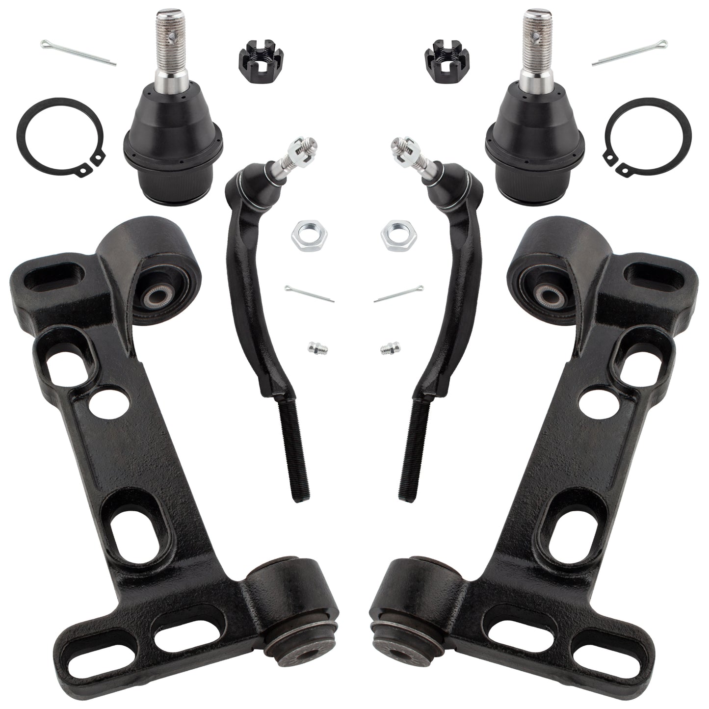 BOXI 6pc Front Lower Control Arm Bracket Tie Rods Ball Joints Kit Fits for Buick Rainier 2004-2007