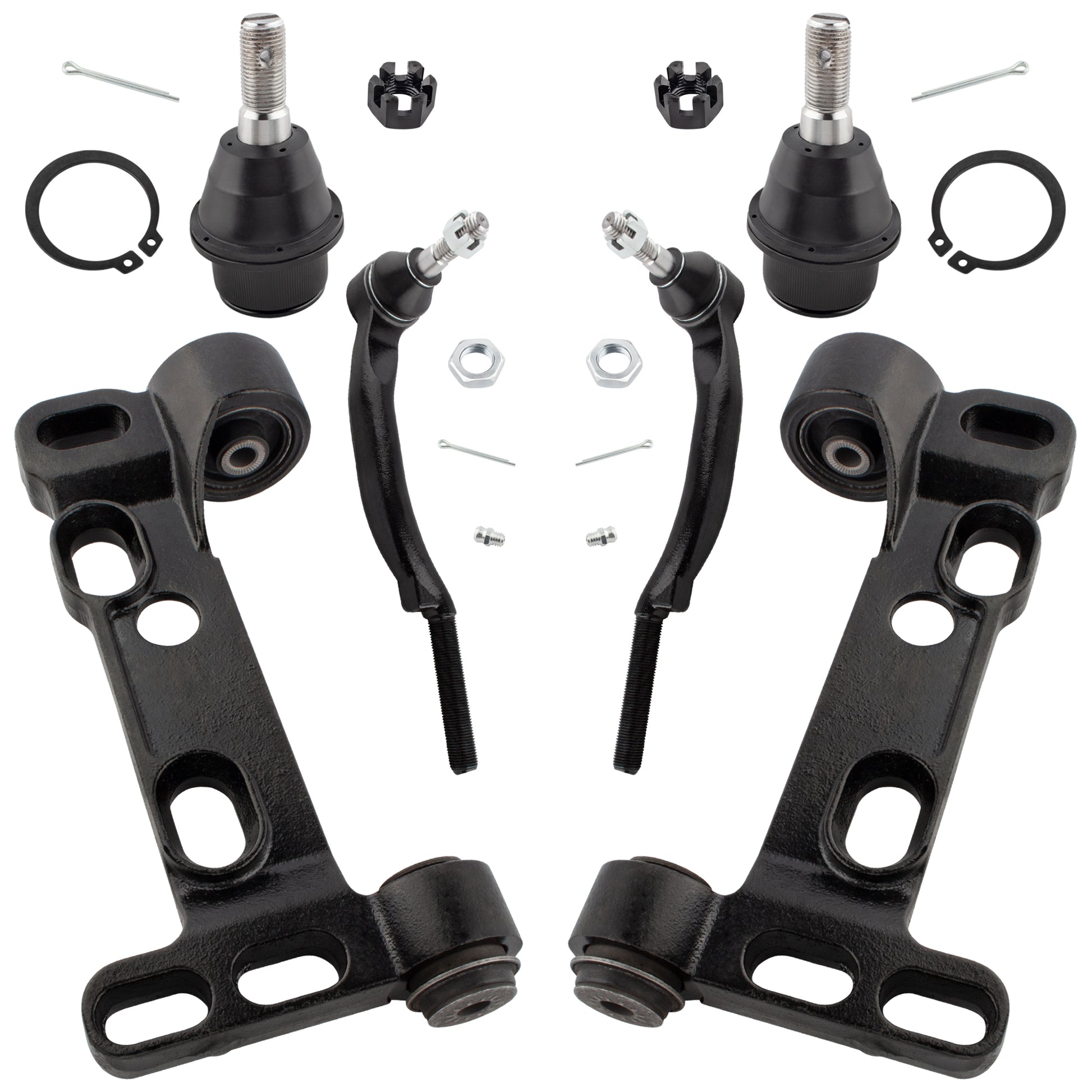 BOXI 6pc Front Lower Control Arm Bracket Tie Rods Ball Joints Kit Fits for Buick Rainier 2004-2007
