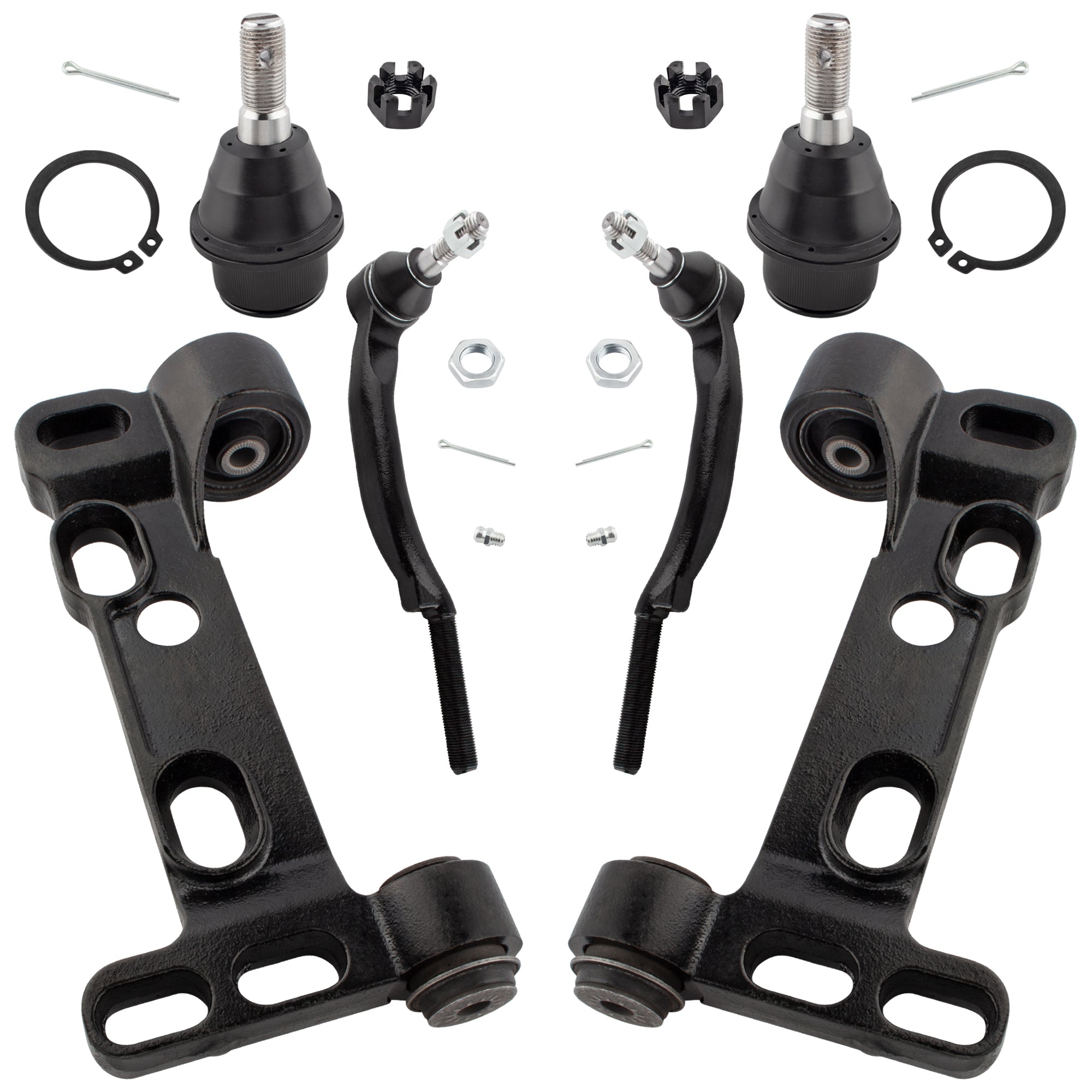 BOXI 6pc Front Lower Control Arm Bracket Tie Rods Ball Joints Kit Fits for Buick Rainier 2004-2007