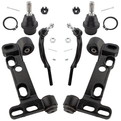BOXI 6pc Front Lower Control Arm Bracket Tie Rods Ball Joints Kit Fits for Buick Rainier 2004-2007