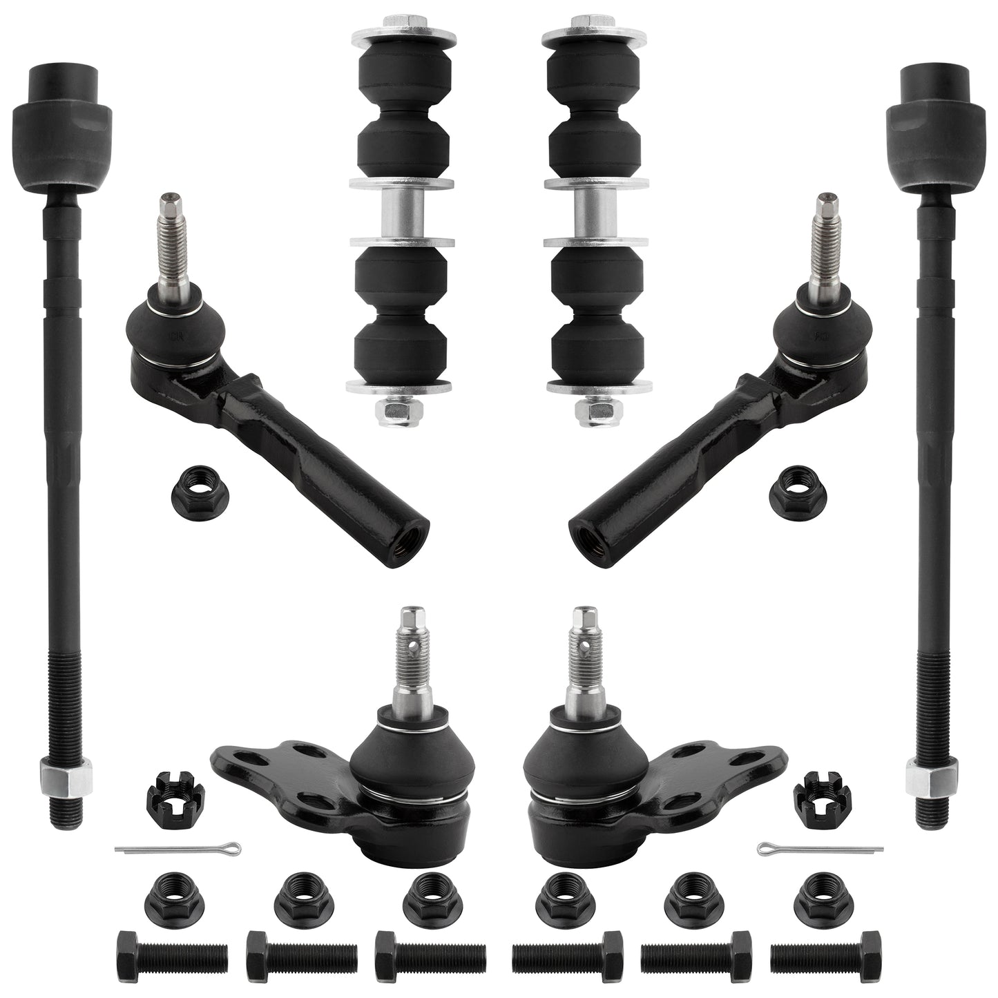 BOXI 8pcs Front Lower Ball Joints Inner Outer Tie Rods Sway Bars Kit Fits for Chevrolet Cavalier