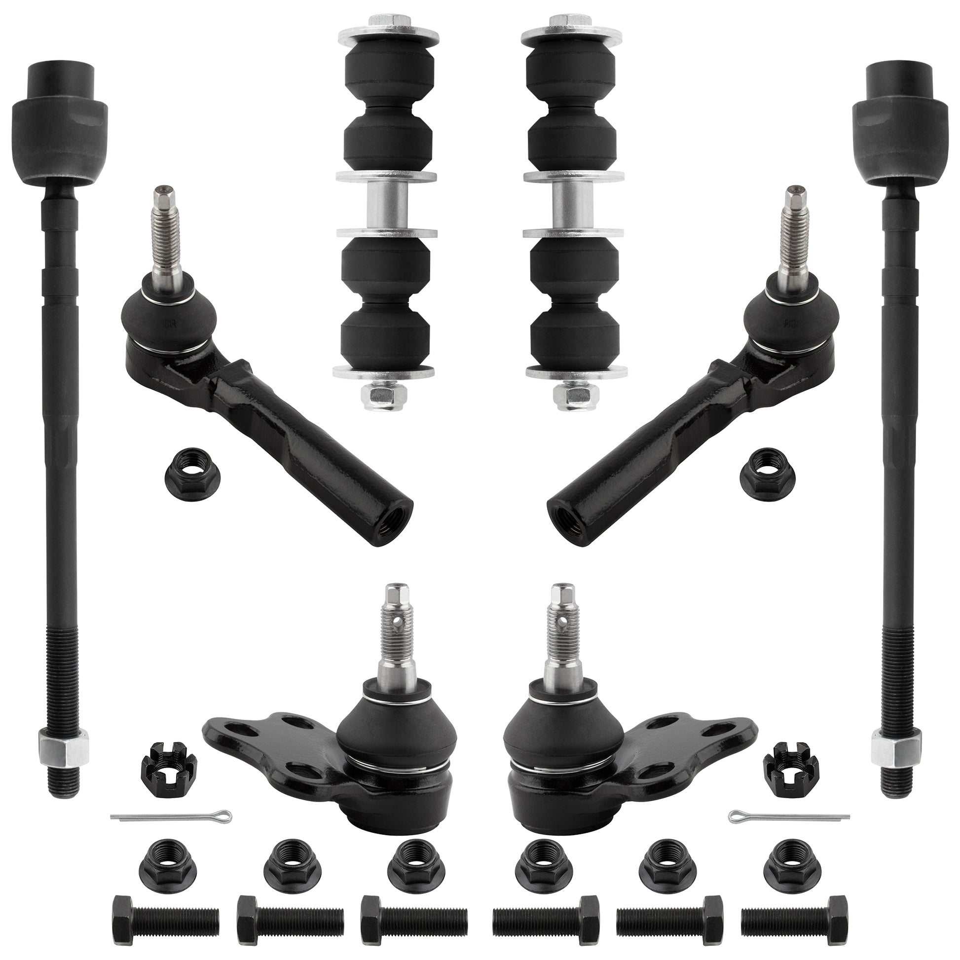 BOXI 8pcs Front Lower Ball Joints Inner Outer Tie Rods Sway Bars Kit Fits for Chevrolet Cavalier