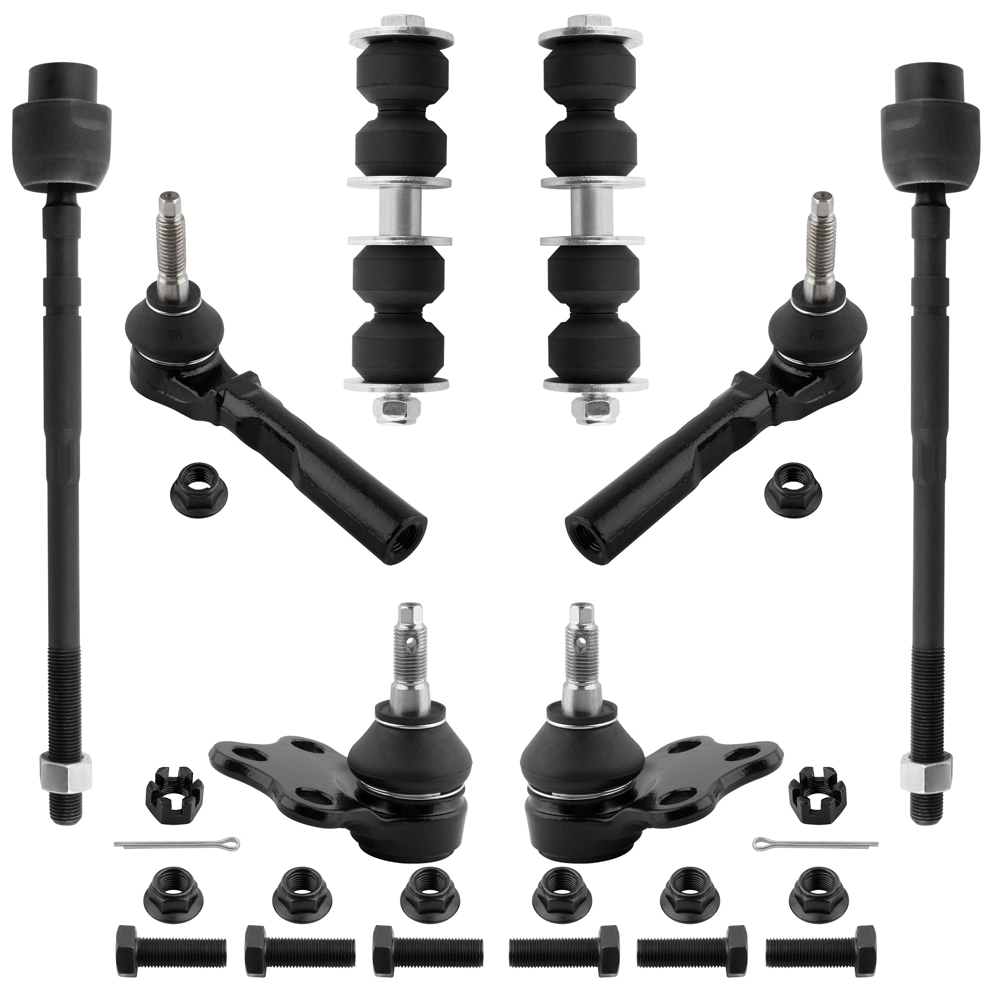 BOXI 8pcs Front Lower Ball Joints Inner Outer Tie Rods Sway Bars Kit Fits for Chevrolet Cavalier