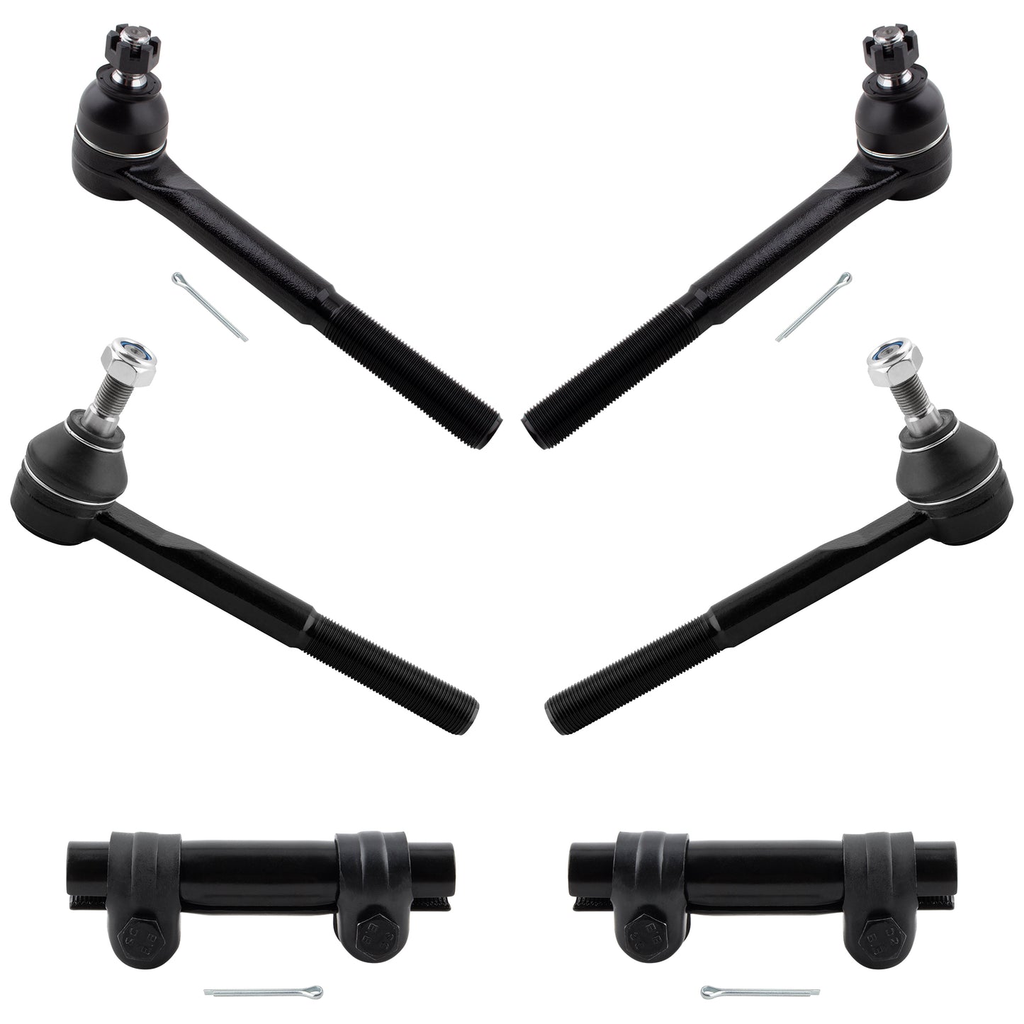 BOXI 6pc Front Inner Outer Tie Rod Sleeve Fit for Chevrolet for GMC C1500