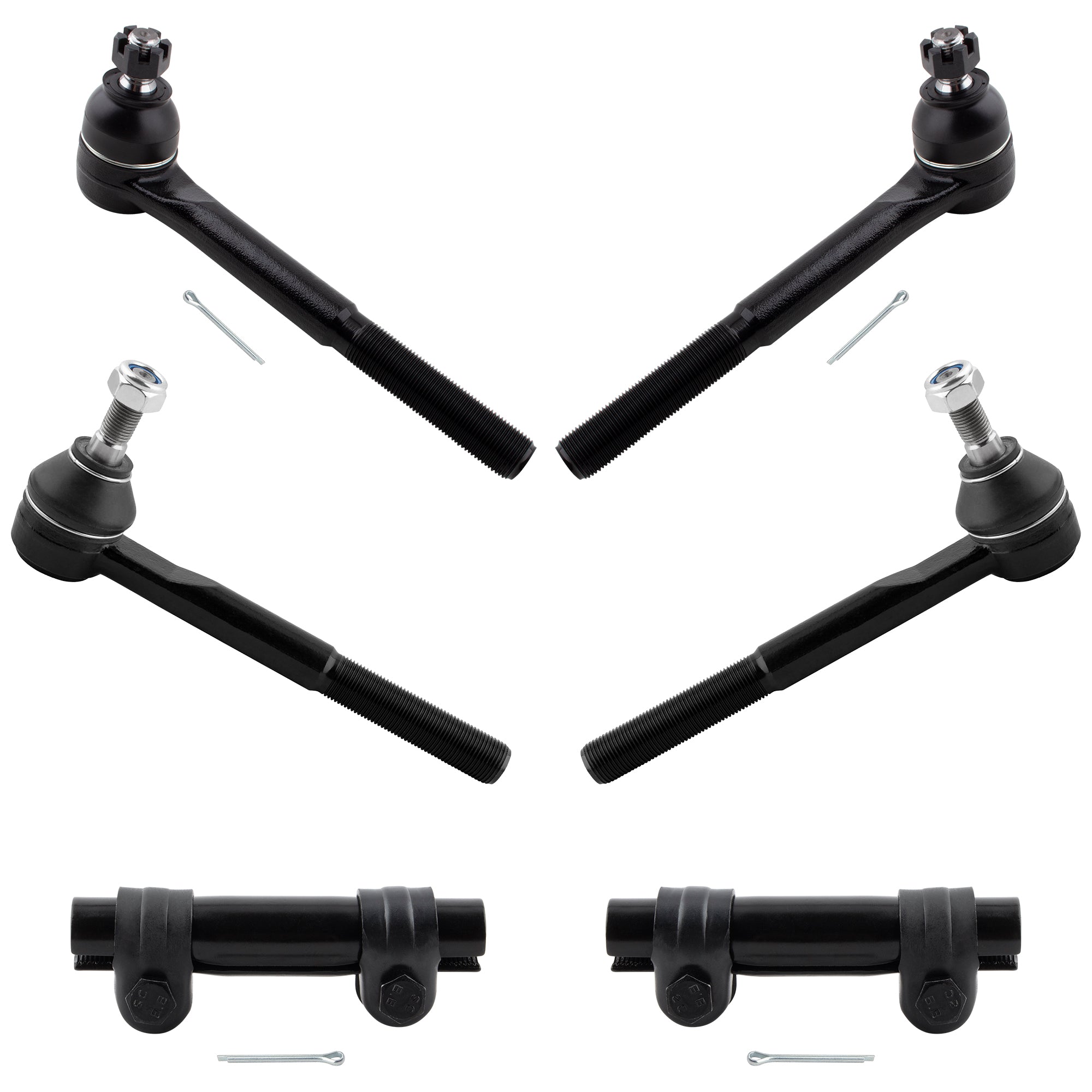 BOXI 6pc Front Inner Outer Tie Rod Sleeve Fit for Chevrolet for GMC C1500