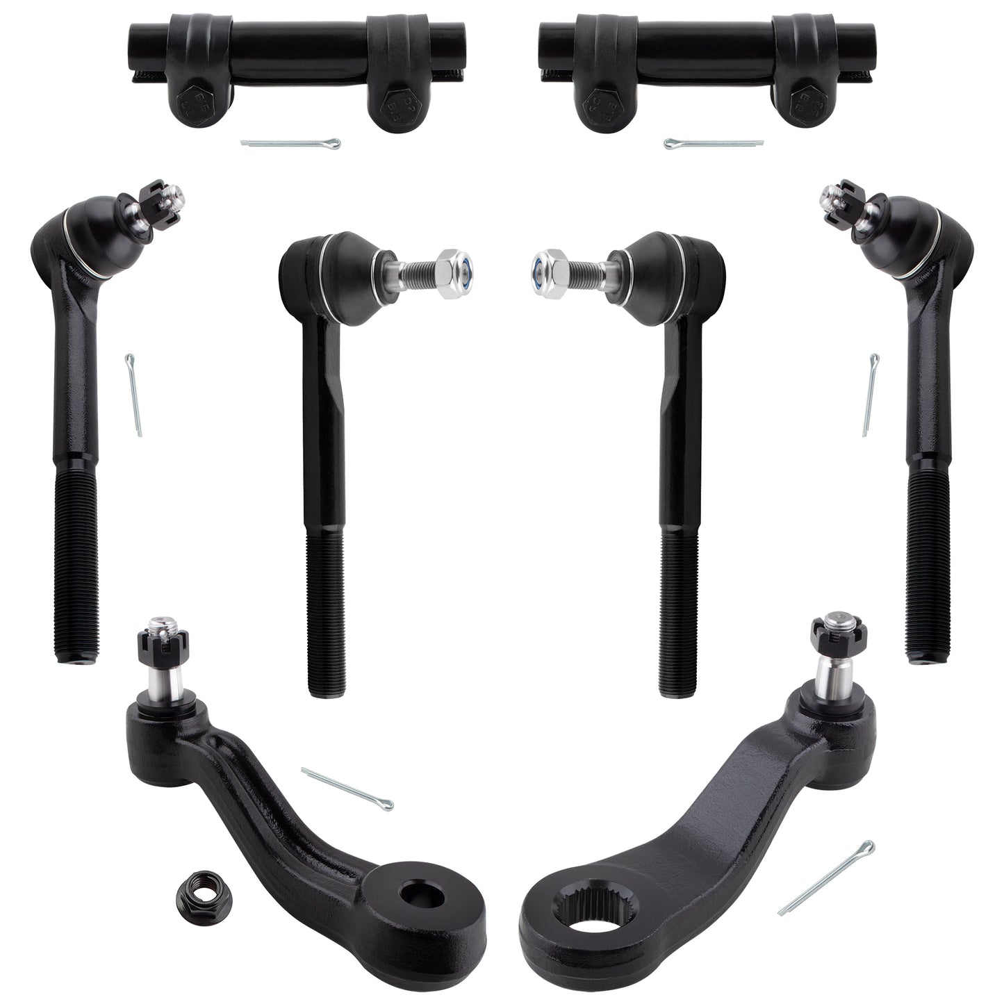 BOXI 8pc Front Tie Rods Pitman & Idler Arm Fit for Cadillac Escalade