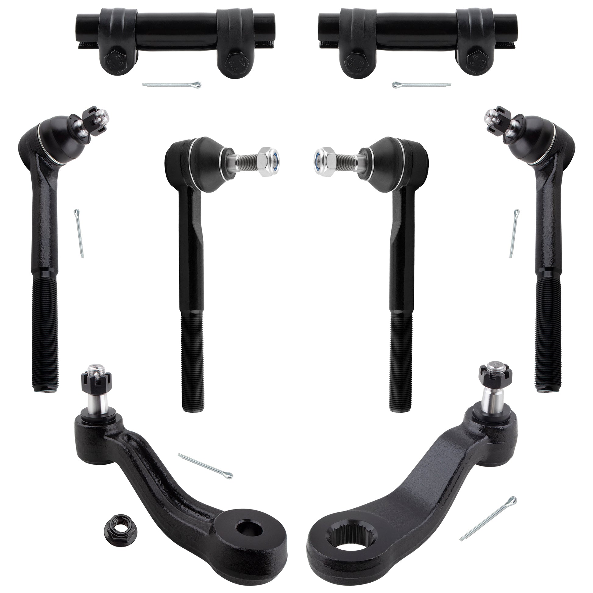 BOXI 8pc Front Tie Rods Pitman & Idler Arm Fit for Cadillac Escalade