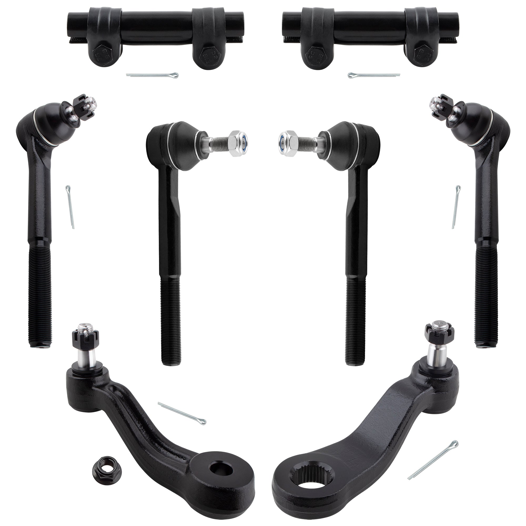 BOXI 8pc Front Tie Rods Pitman & Idler Arm Fit for Cadillac Escalade